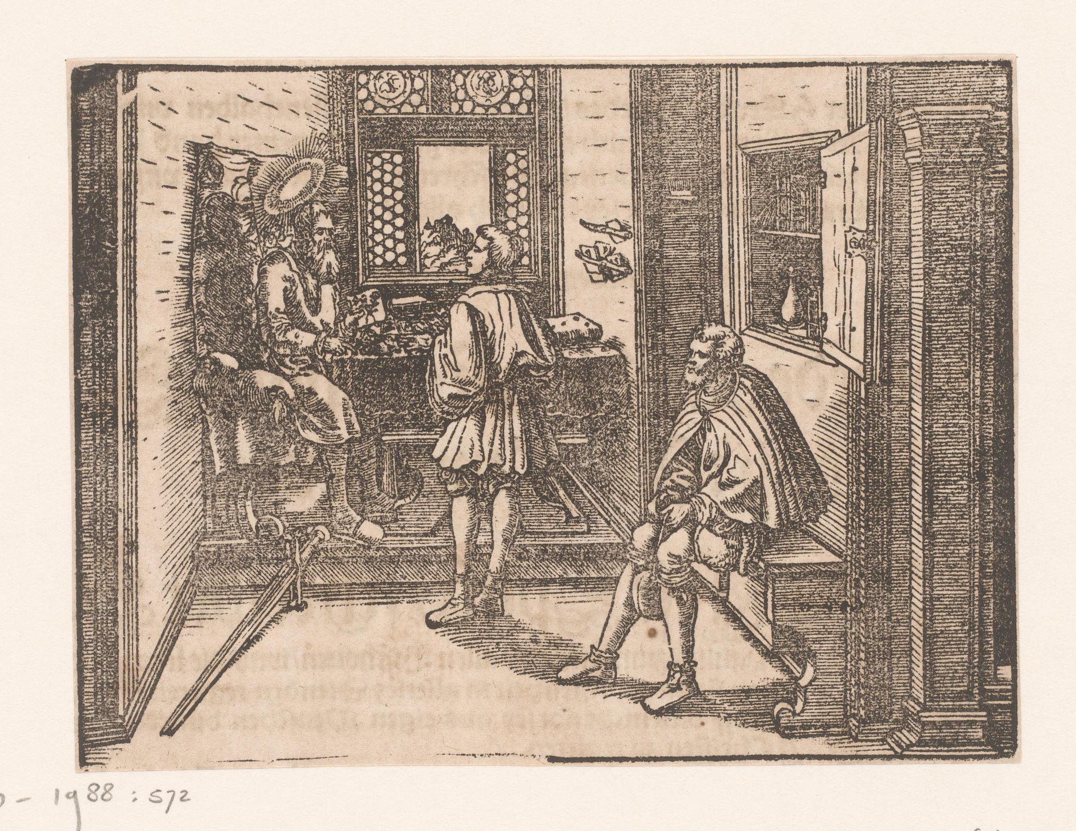 Apostel Paulus overhandigt een brief aan een bode