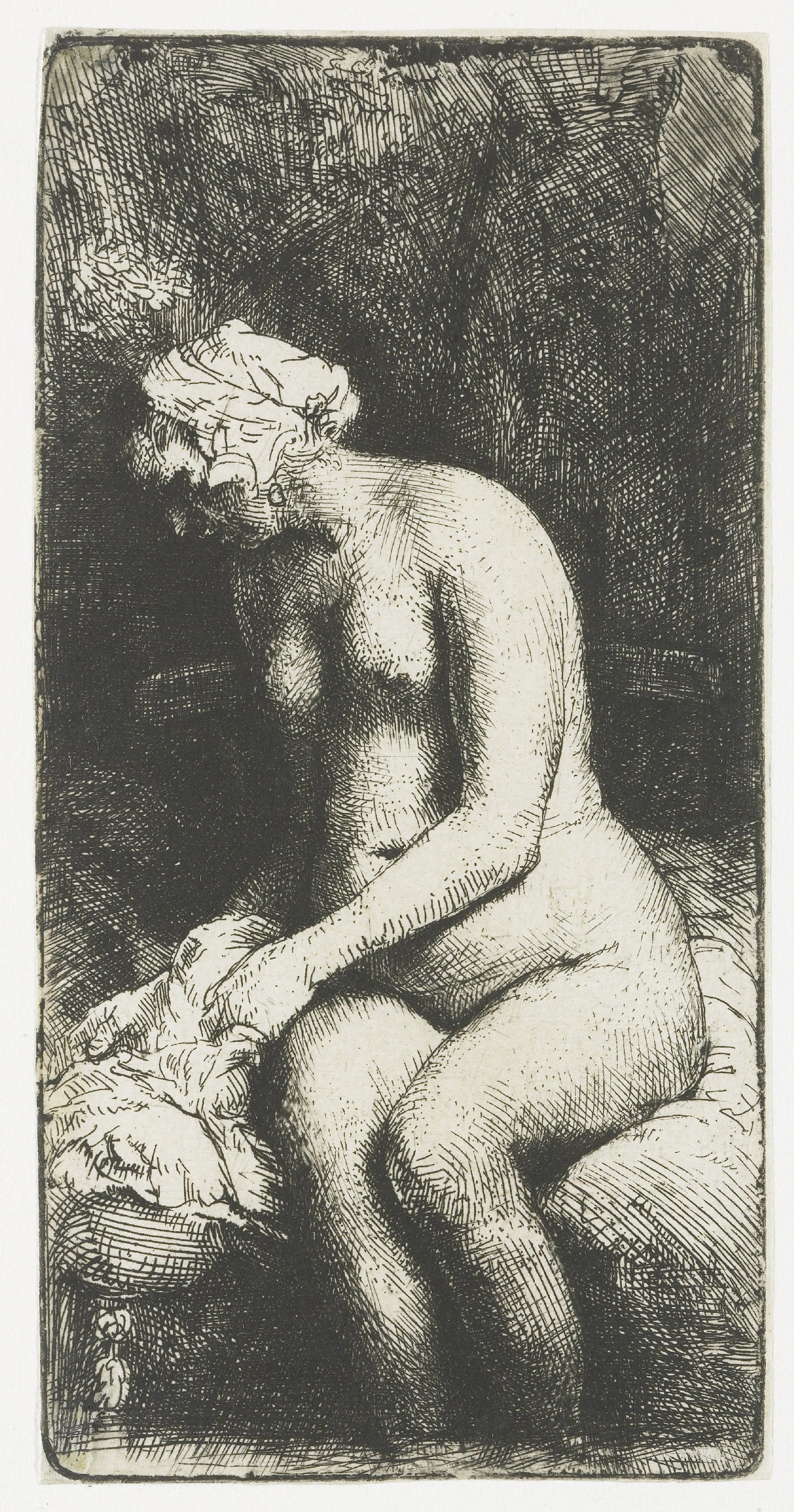 Woman bathing her feet at a brook