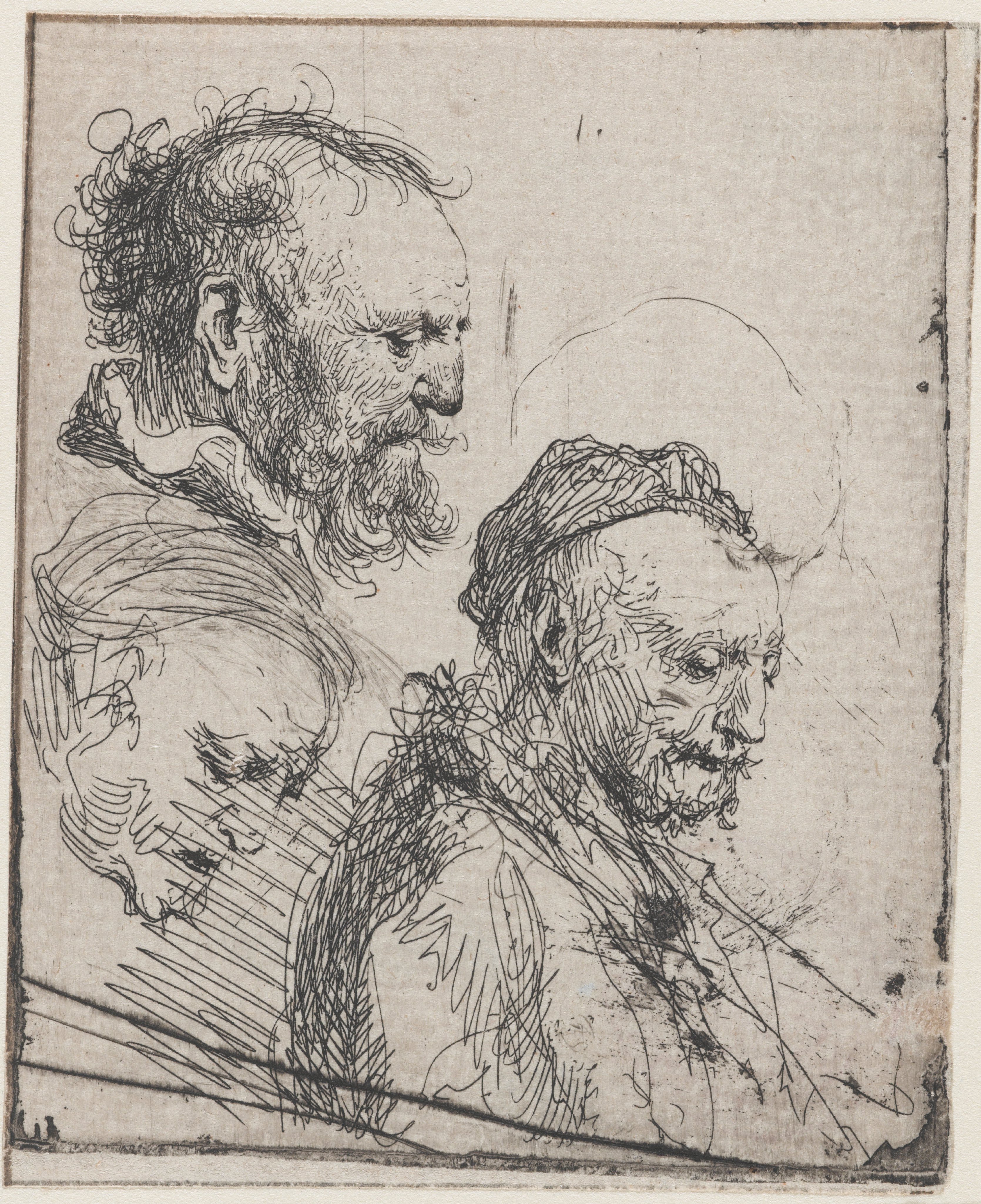 Drie studies van oude-mannenhoofden