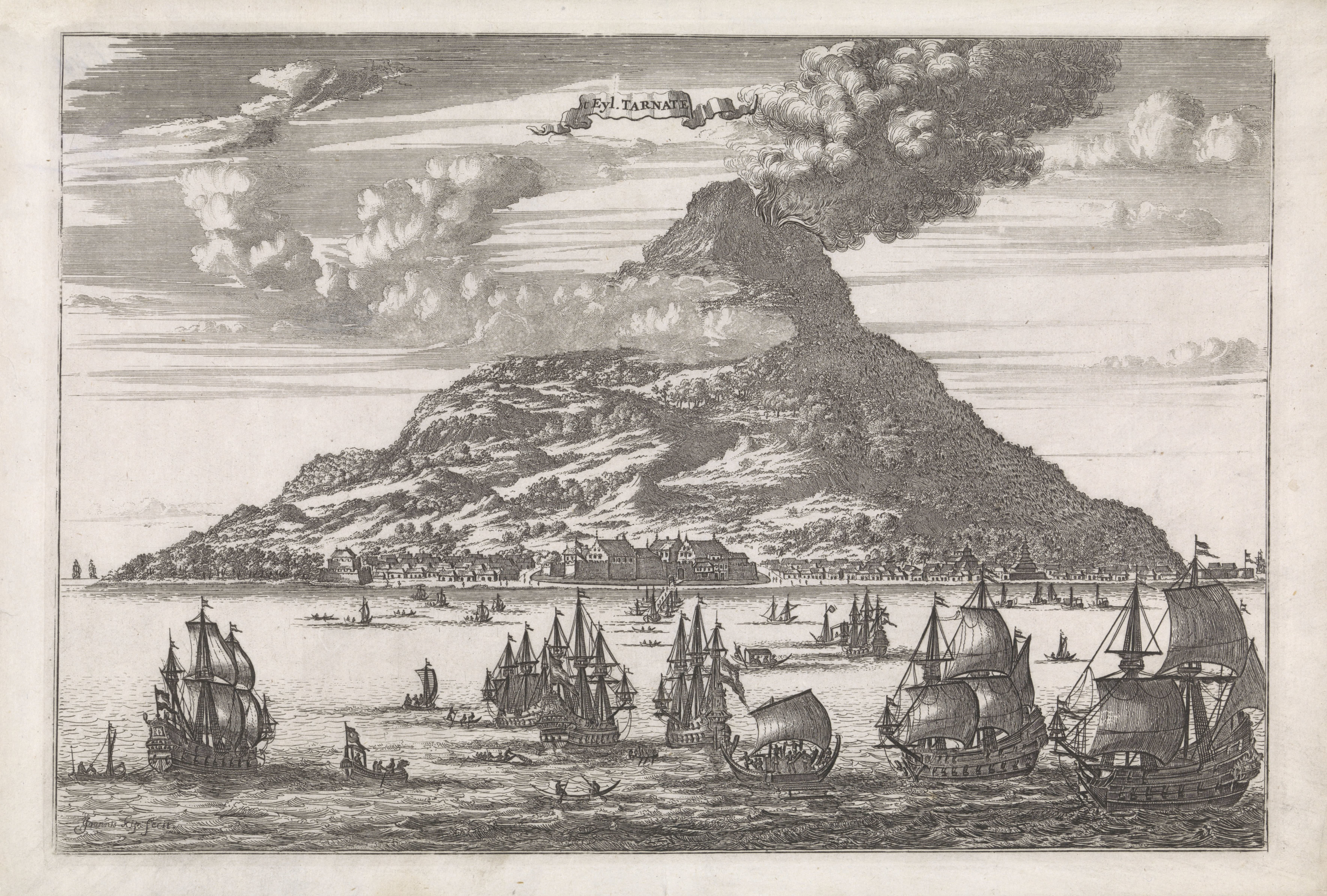 Gezicht op het eiland Ternate