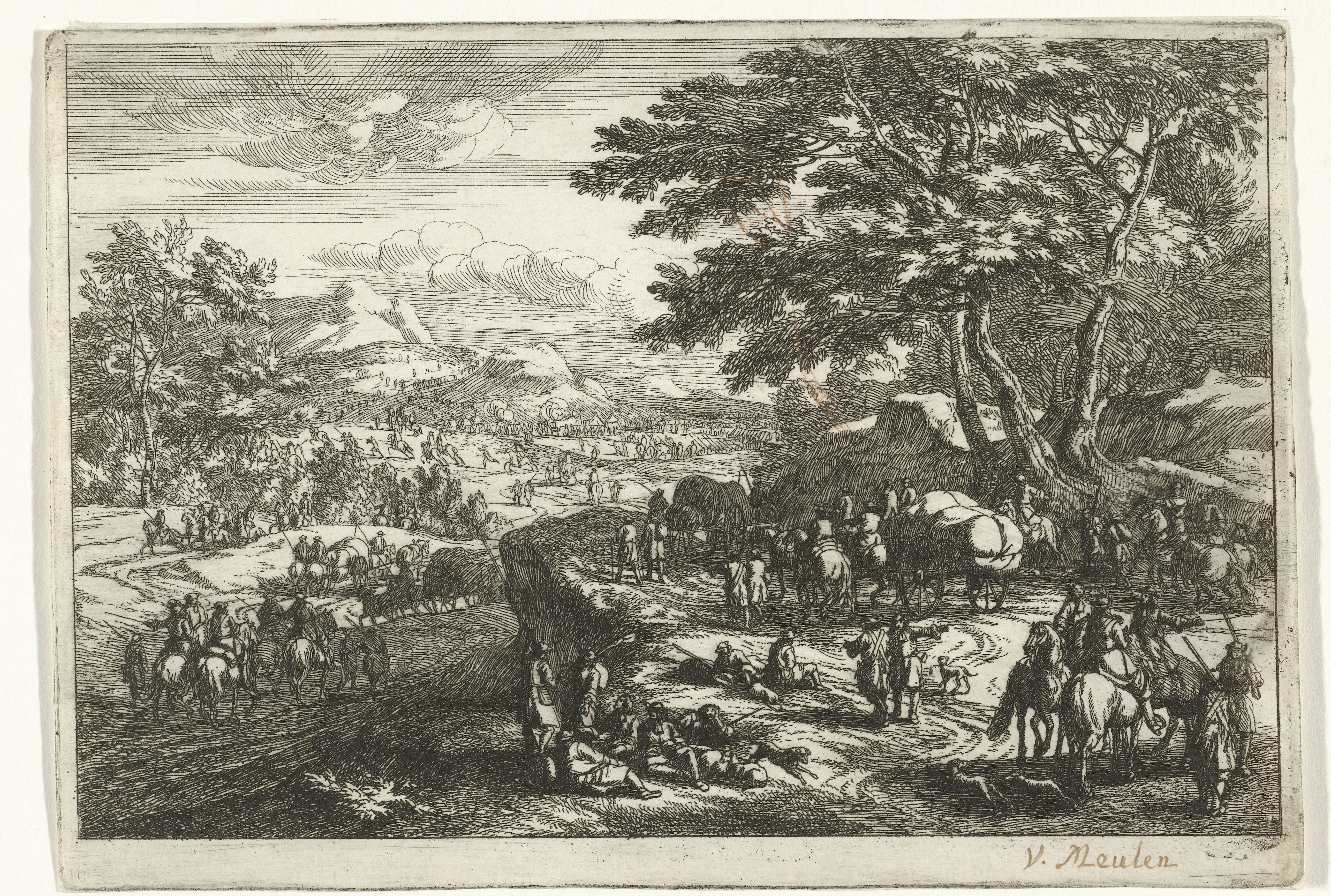 Landschap met soldaten