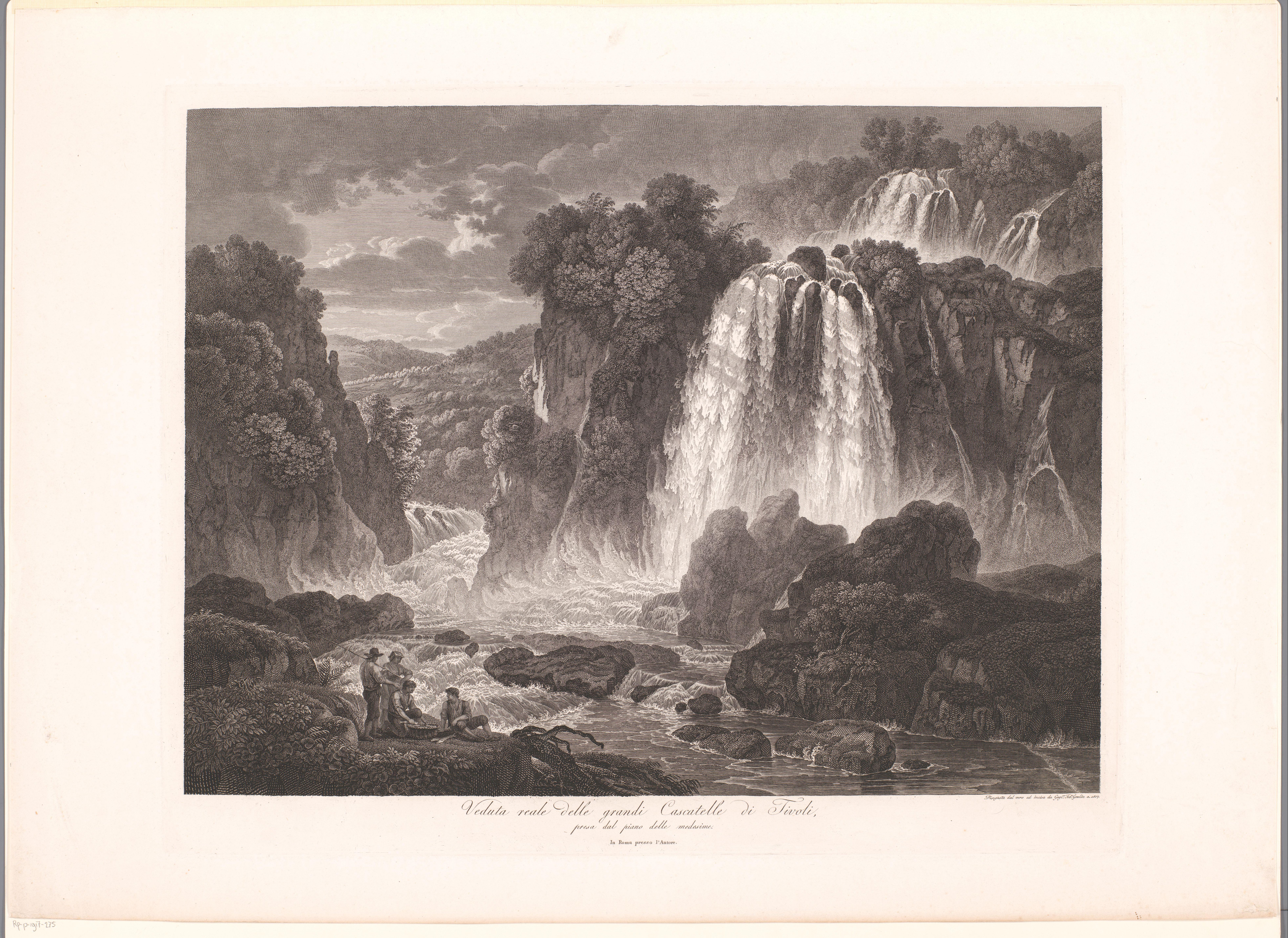Landschap met de grote watervallen van Tivoli