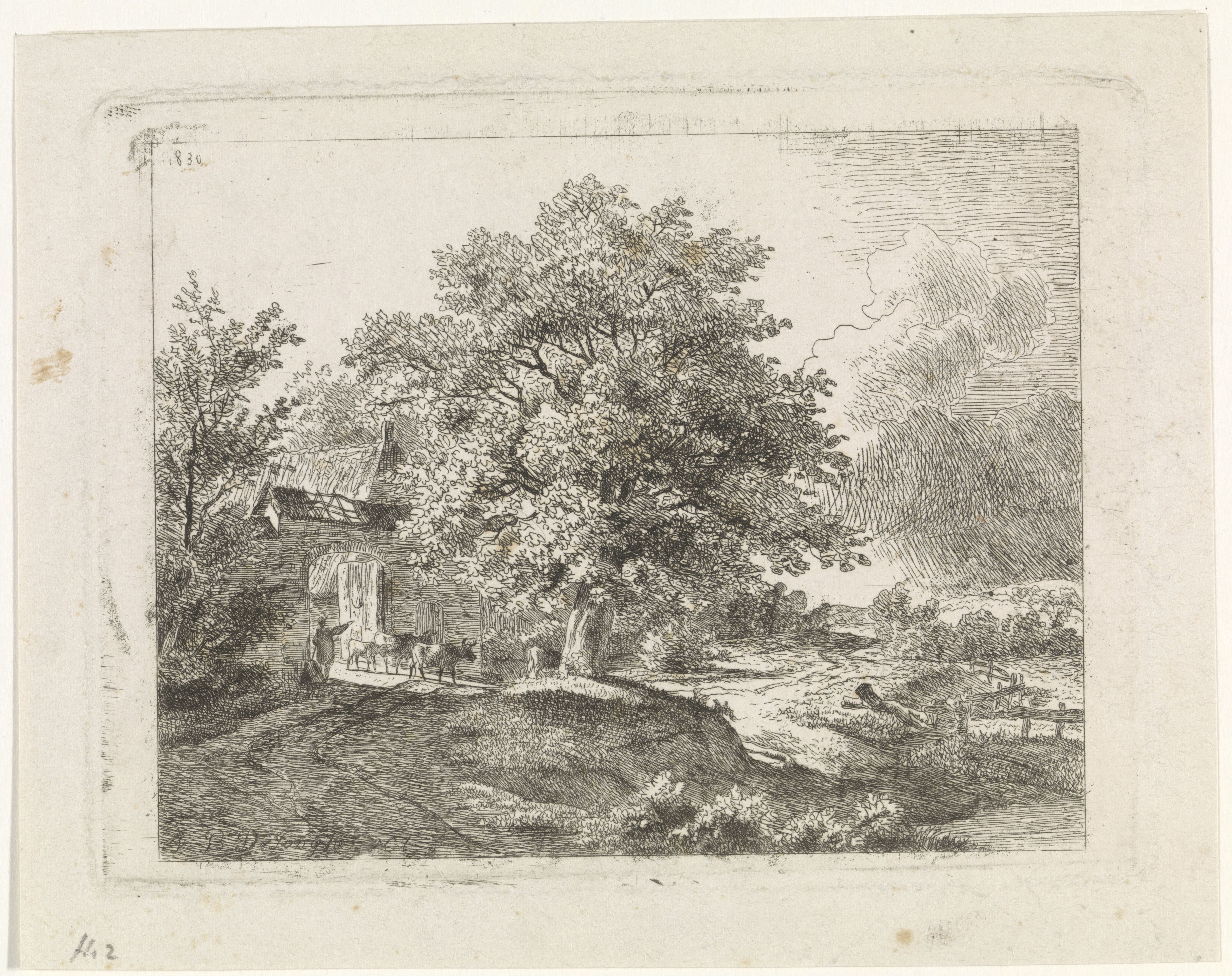 Landschap met herder en vee