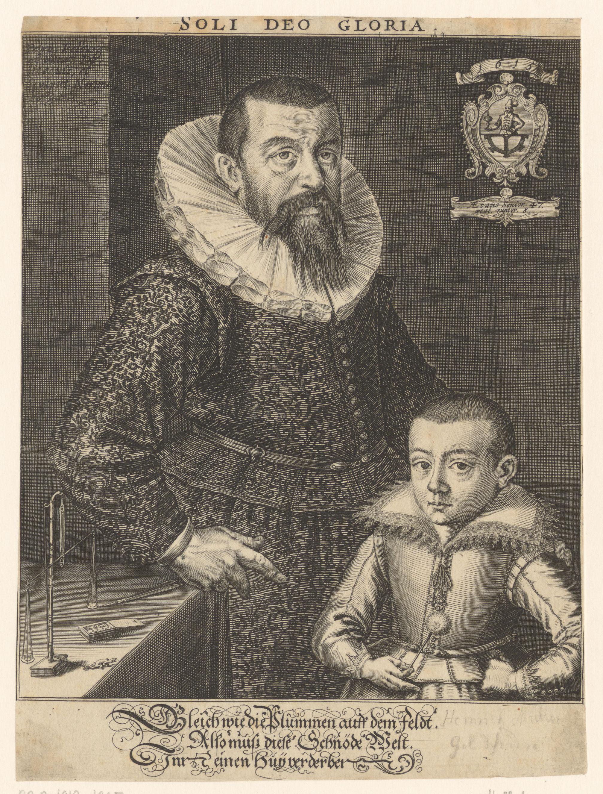 Portret van Heinrich Müller op 47-jarige leeftijd met zijn achtjarige zoon