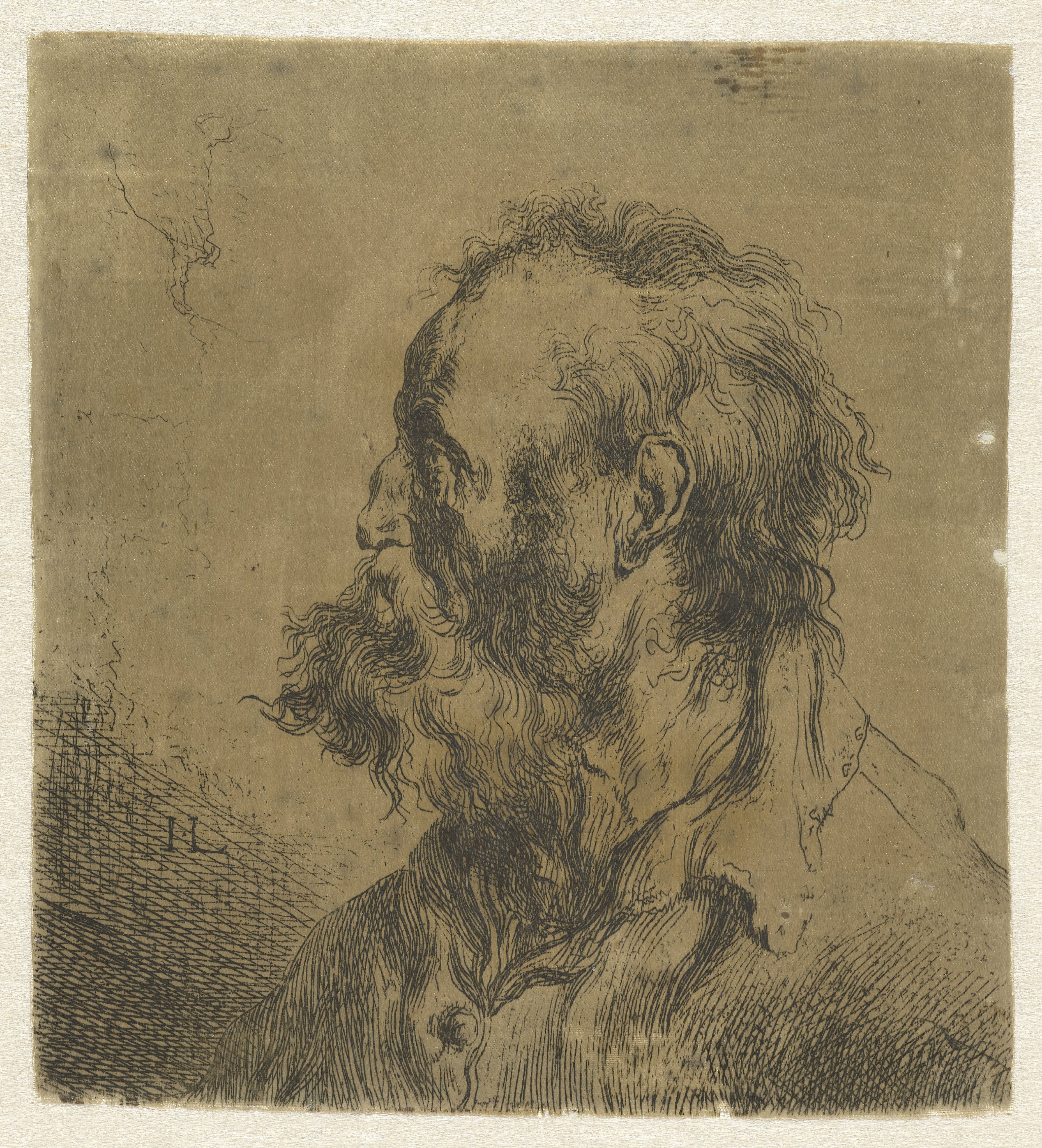 Borstbeeld van een oude man met baard