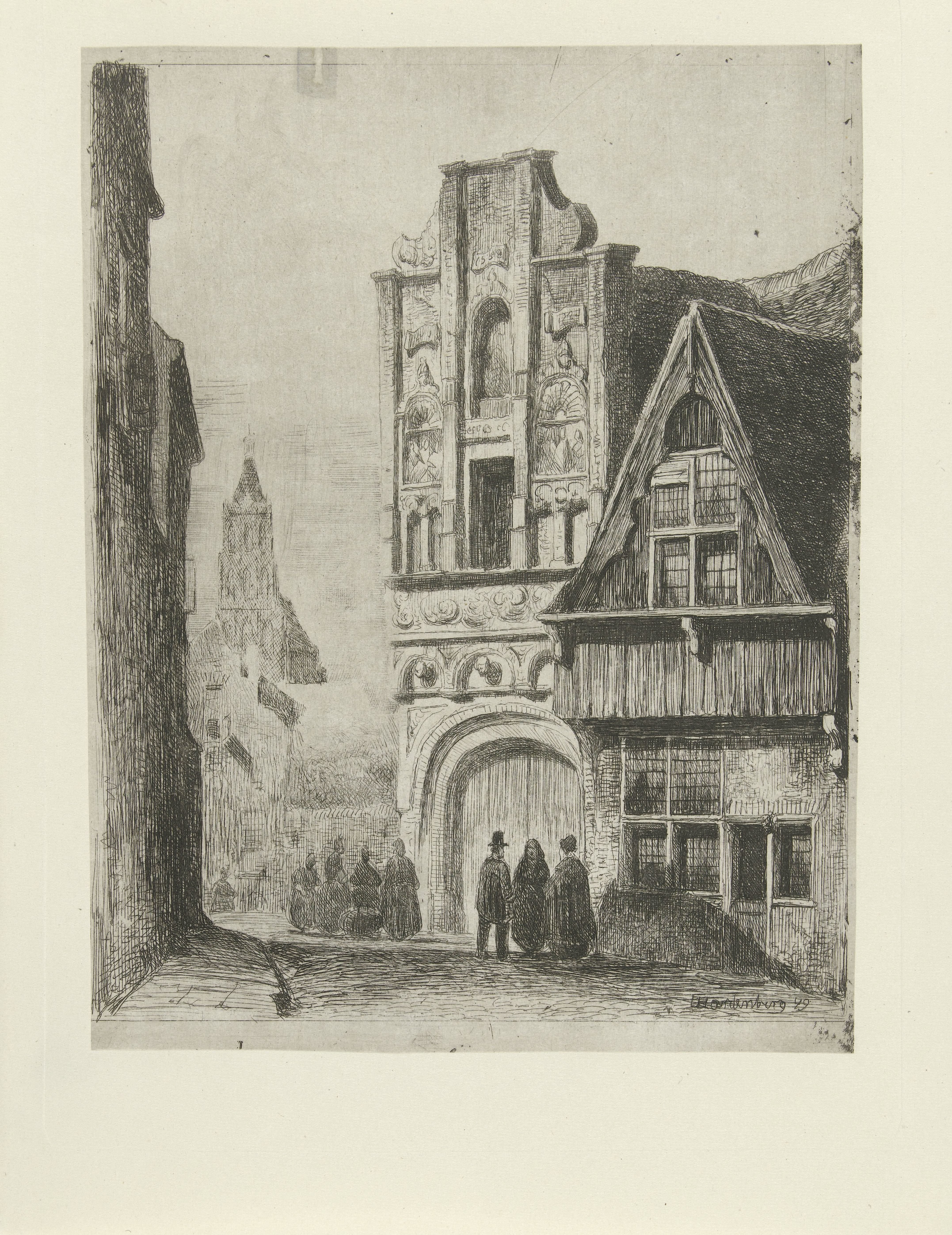Figuren bij een Renaissance gevel