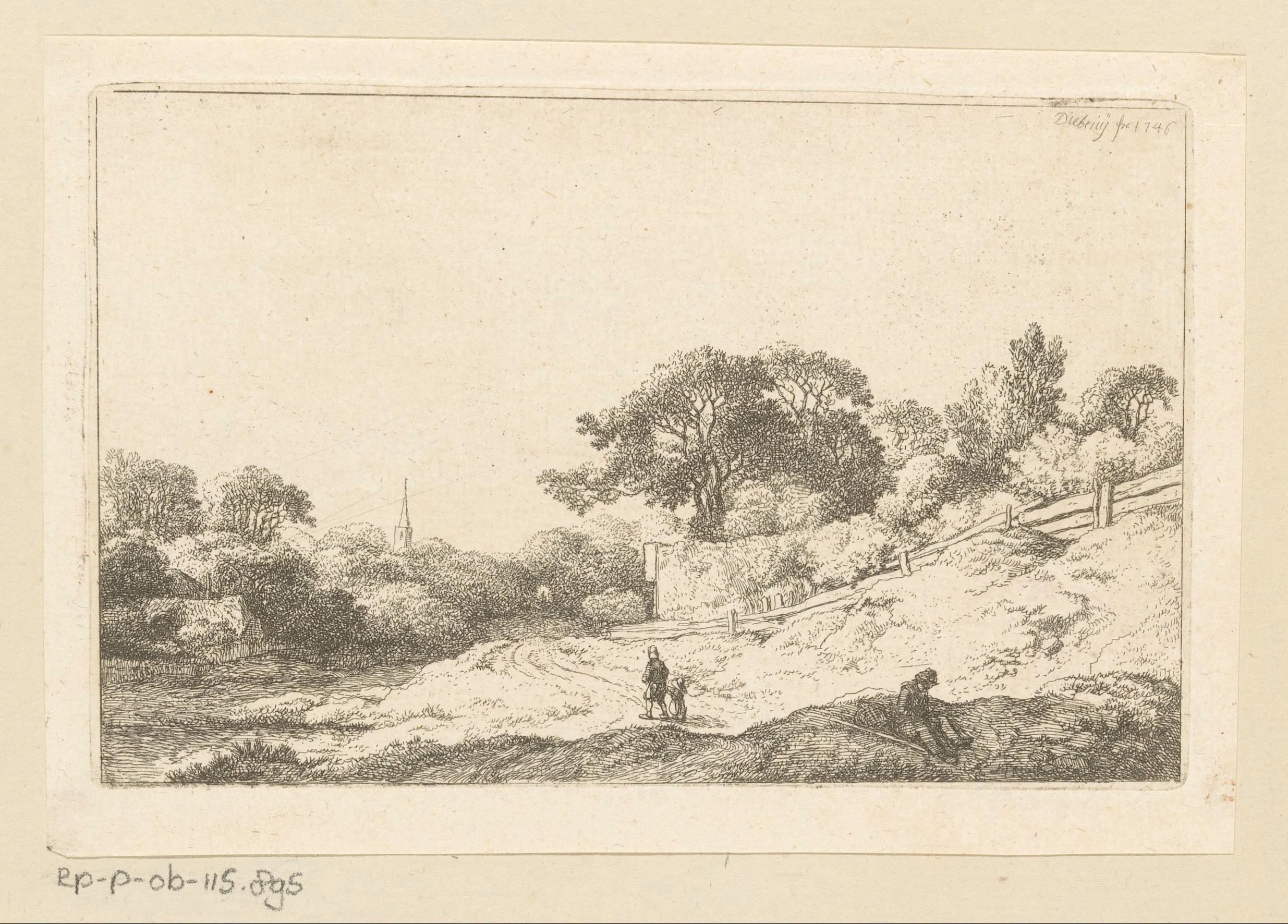 Landschap met pad richting het dorp