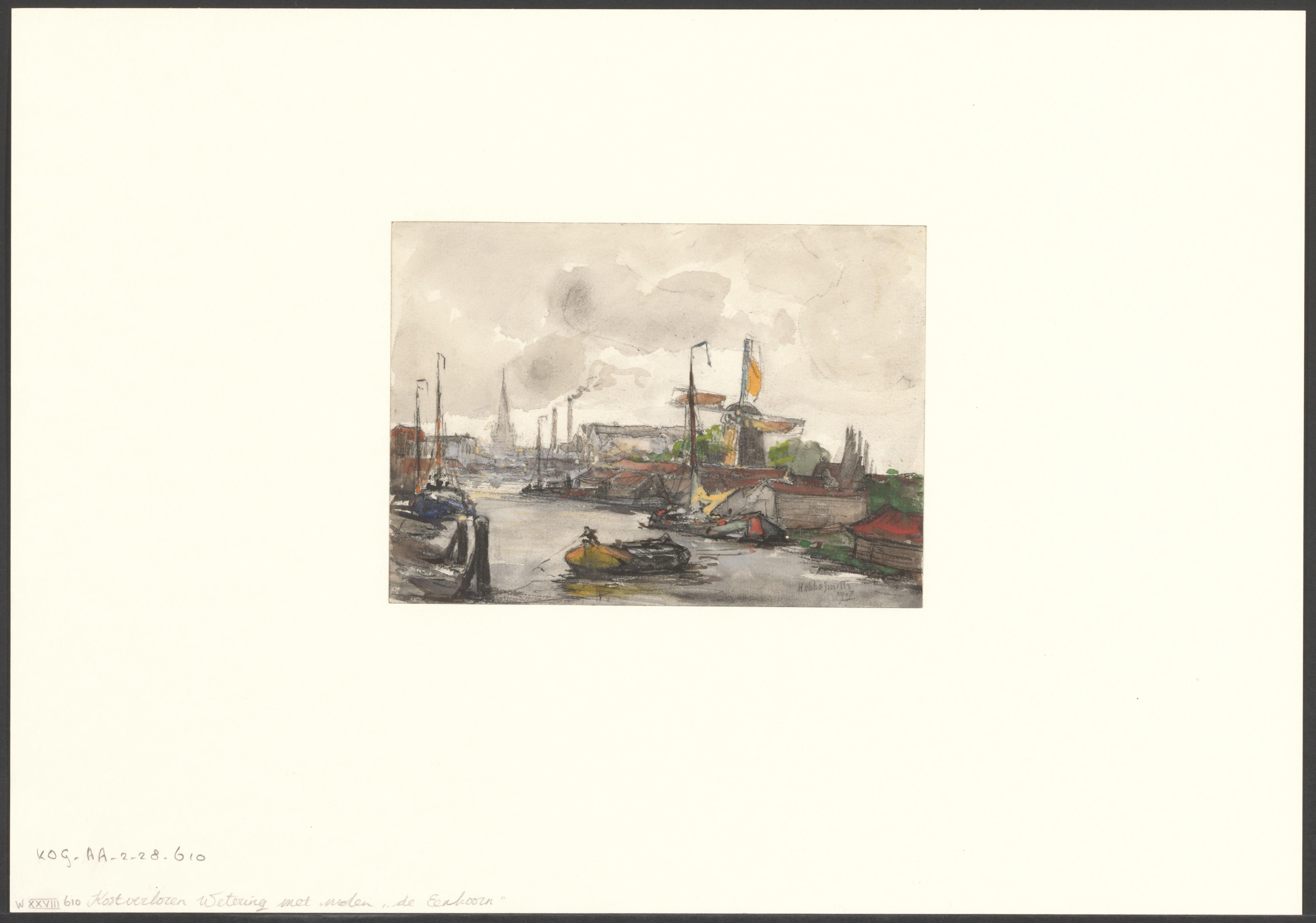 Gezicht op de Kostverlorenvaart en molen De Eenhoorn