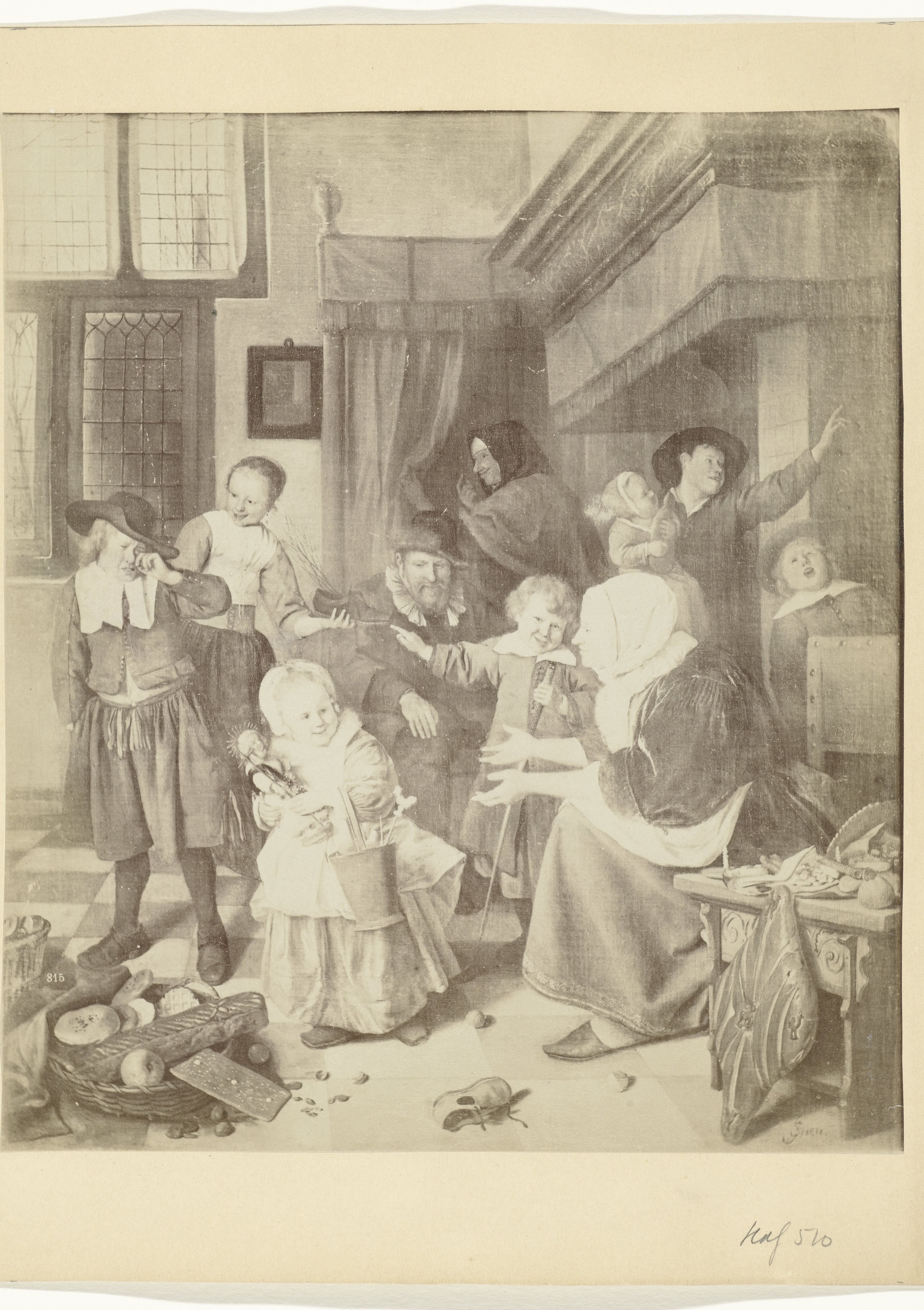 Fotoreproductie van het schilderij Het Sint-Nicolaasfeest door Jan Steen