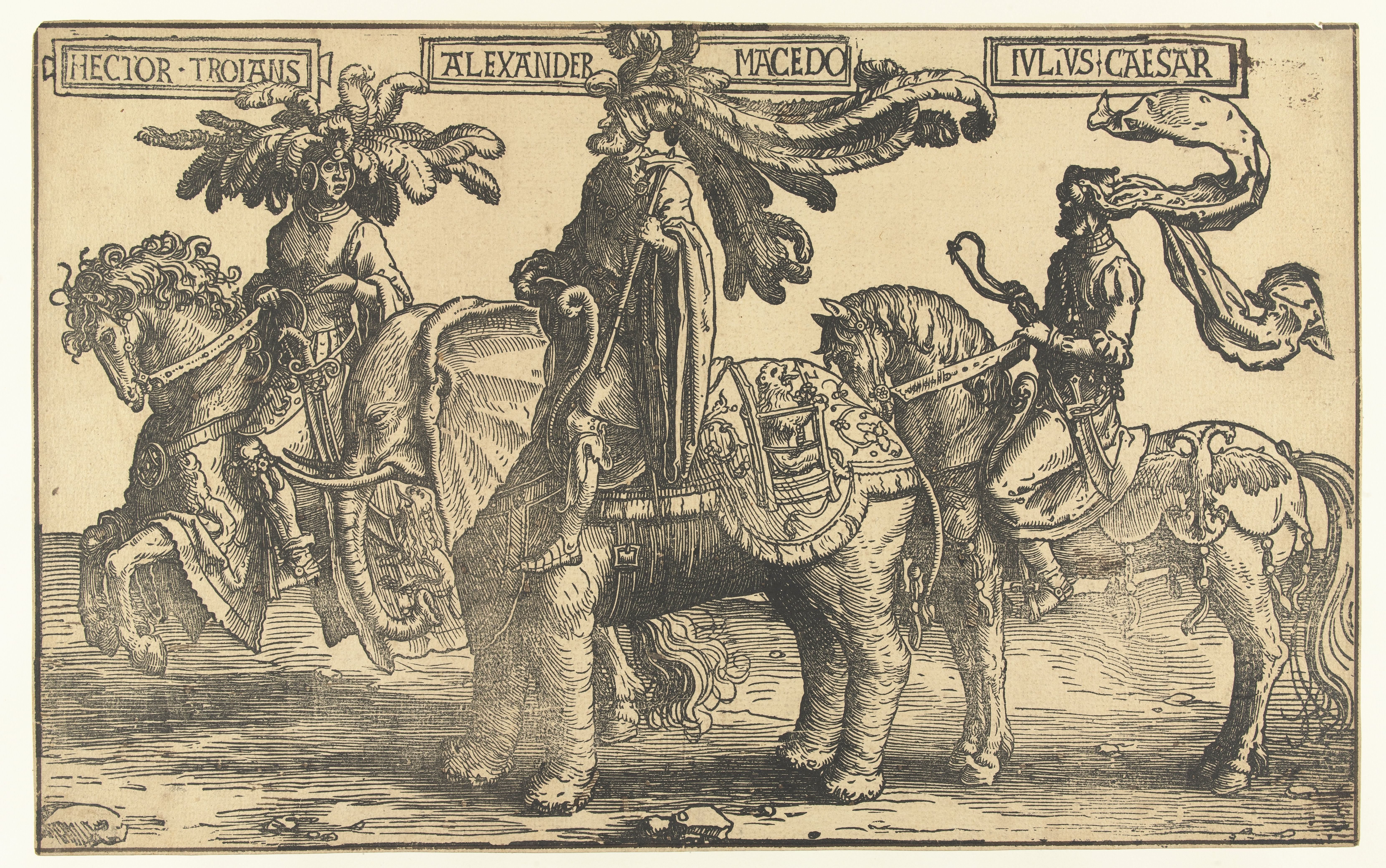De helden Hector van Troje, Alexander de Grote en Julius Caesar