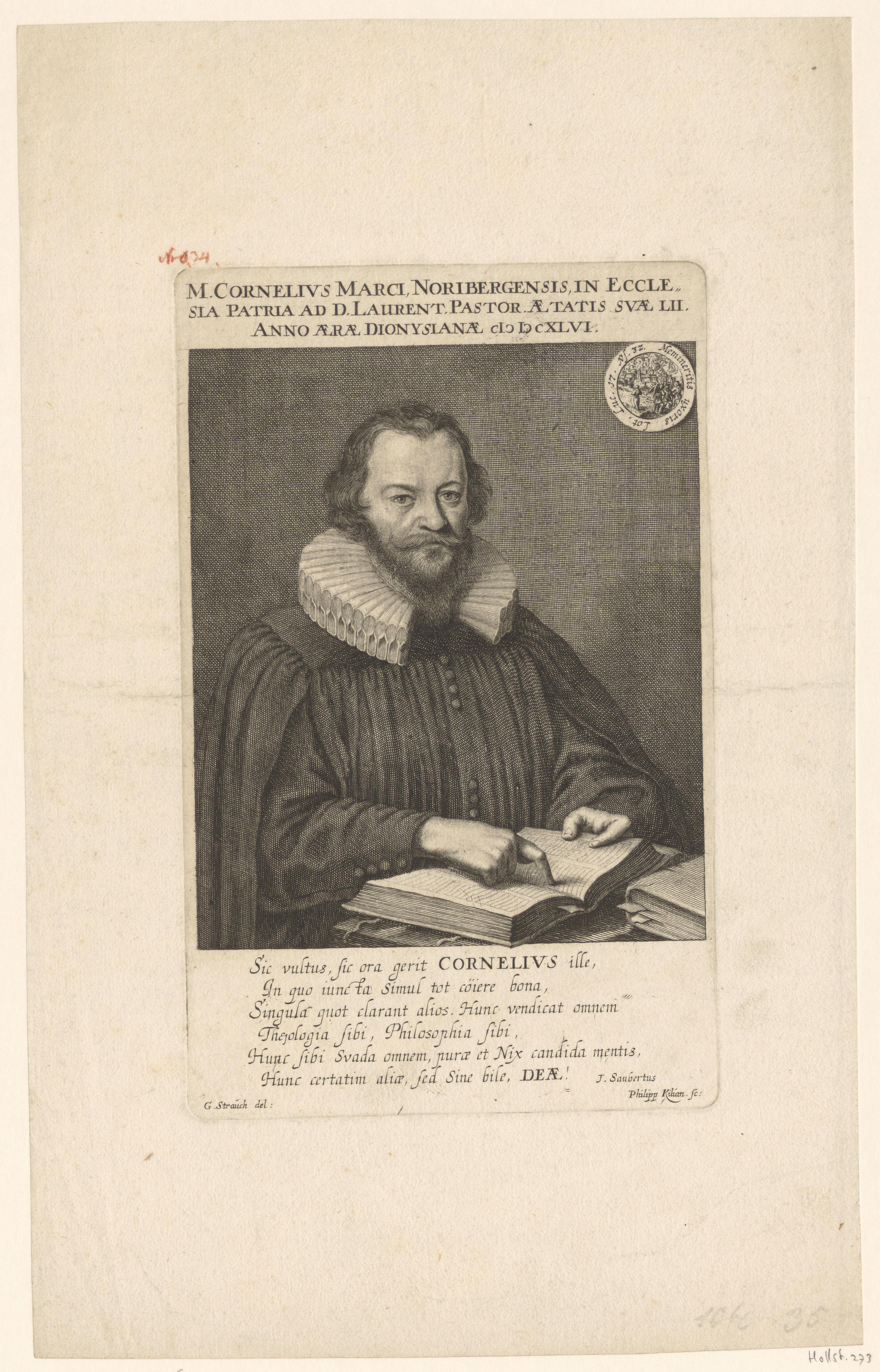 Portret van Cornelius Marci op 52-jarige leeftijd