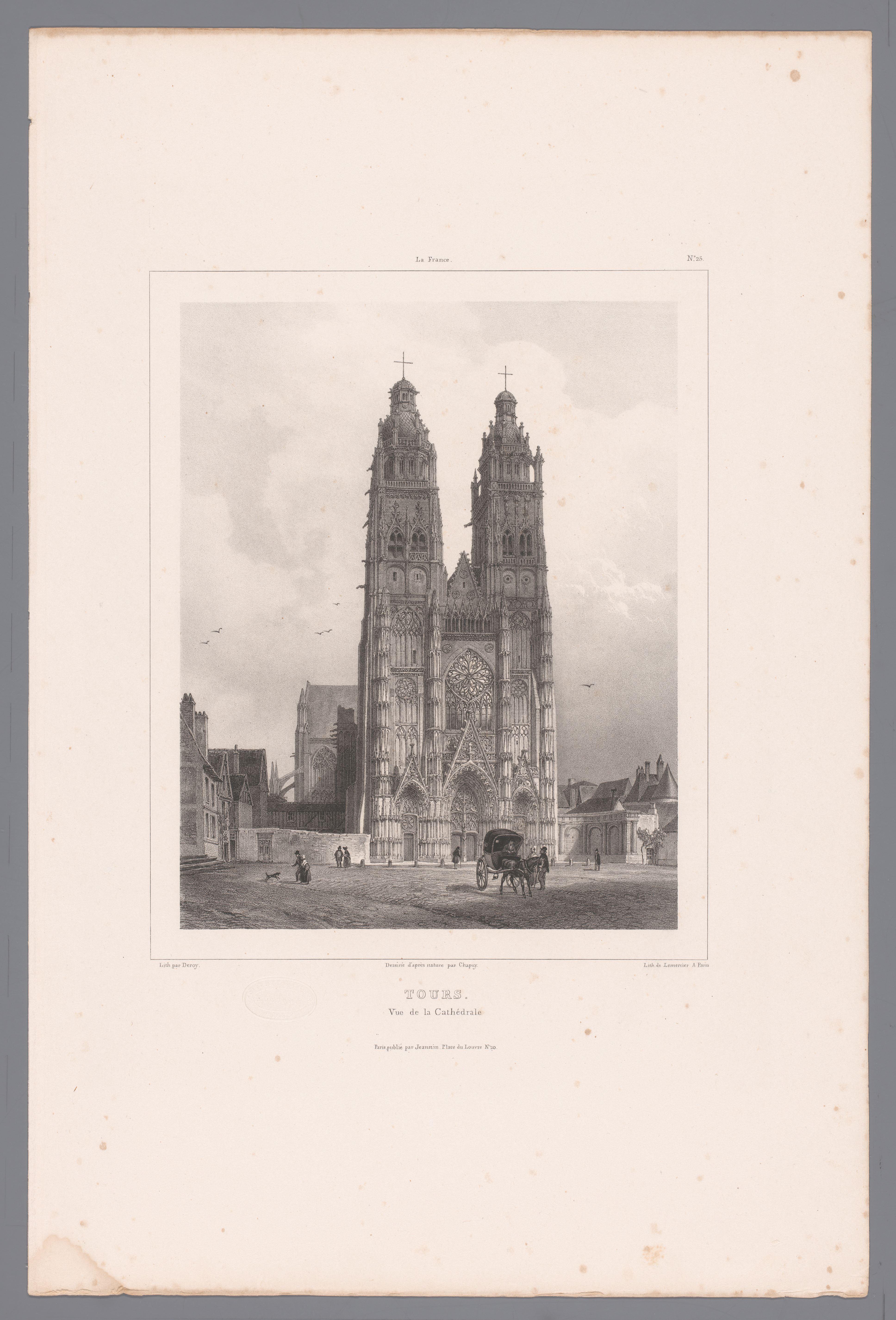 Zicht op de kathedraal Saint-Gatien in Tours
