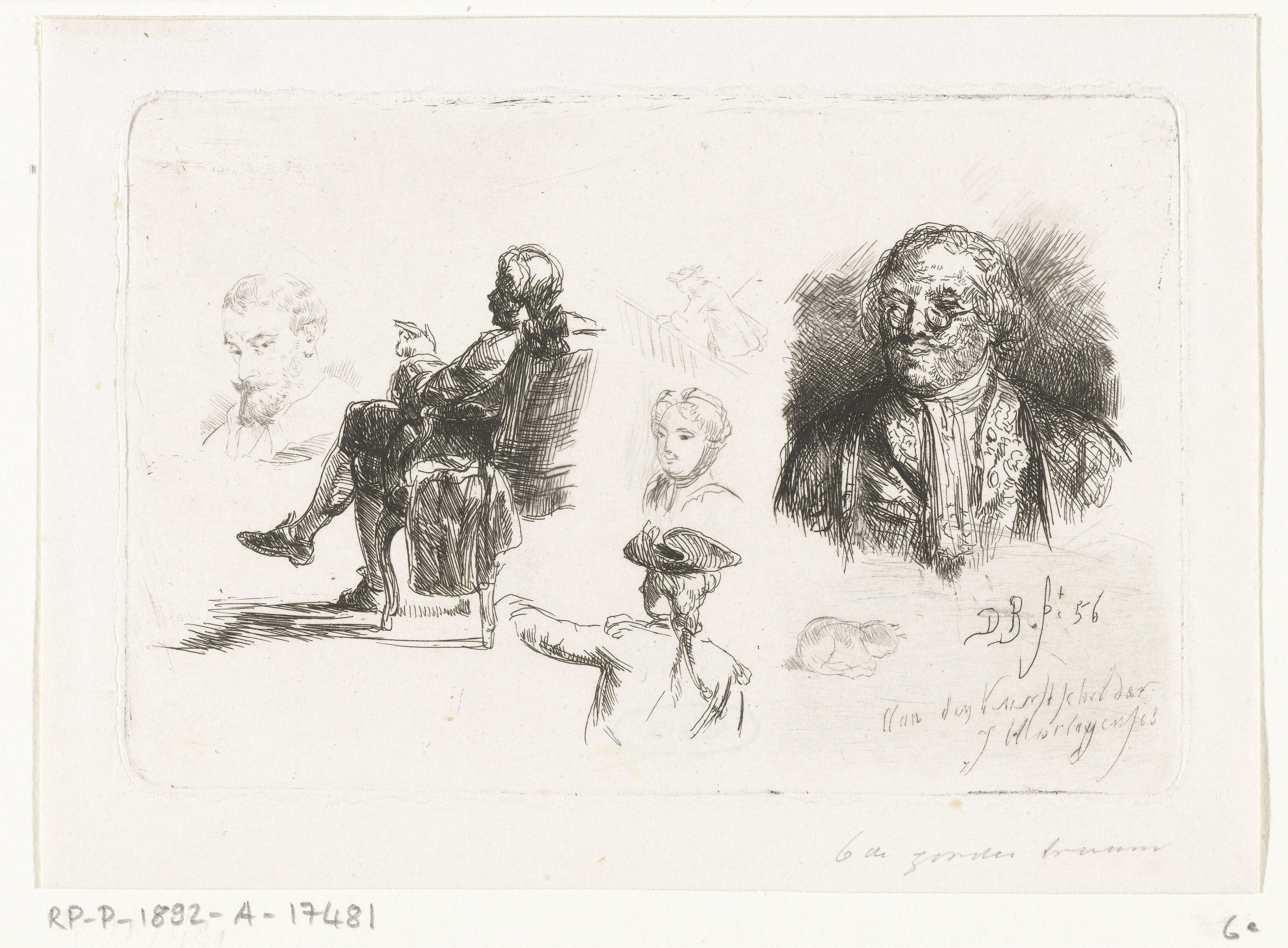 Studieblad met verschillende figuren
