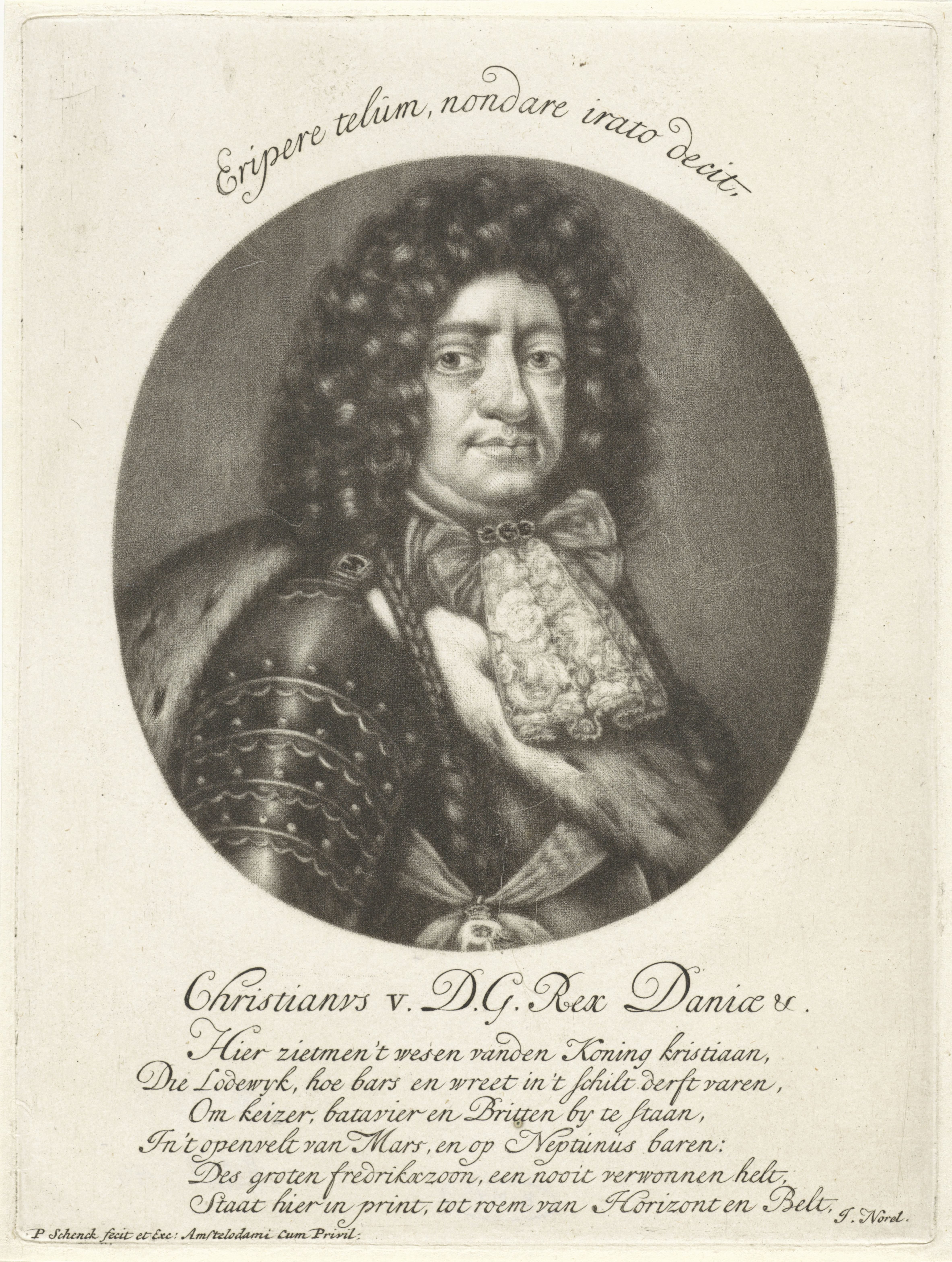 Portret van Christiaan V, koning van Denemarken en Noorwegen