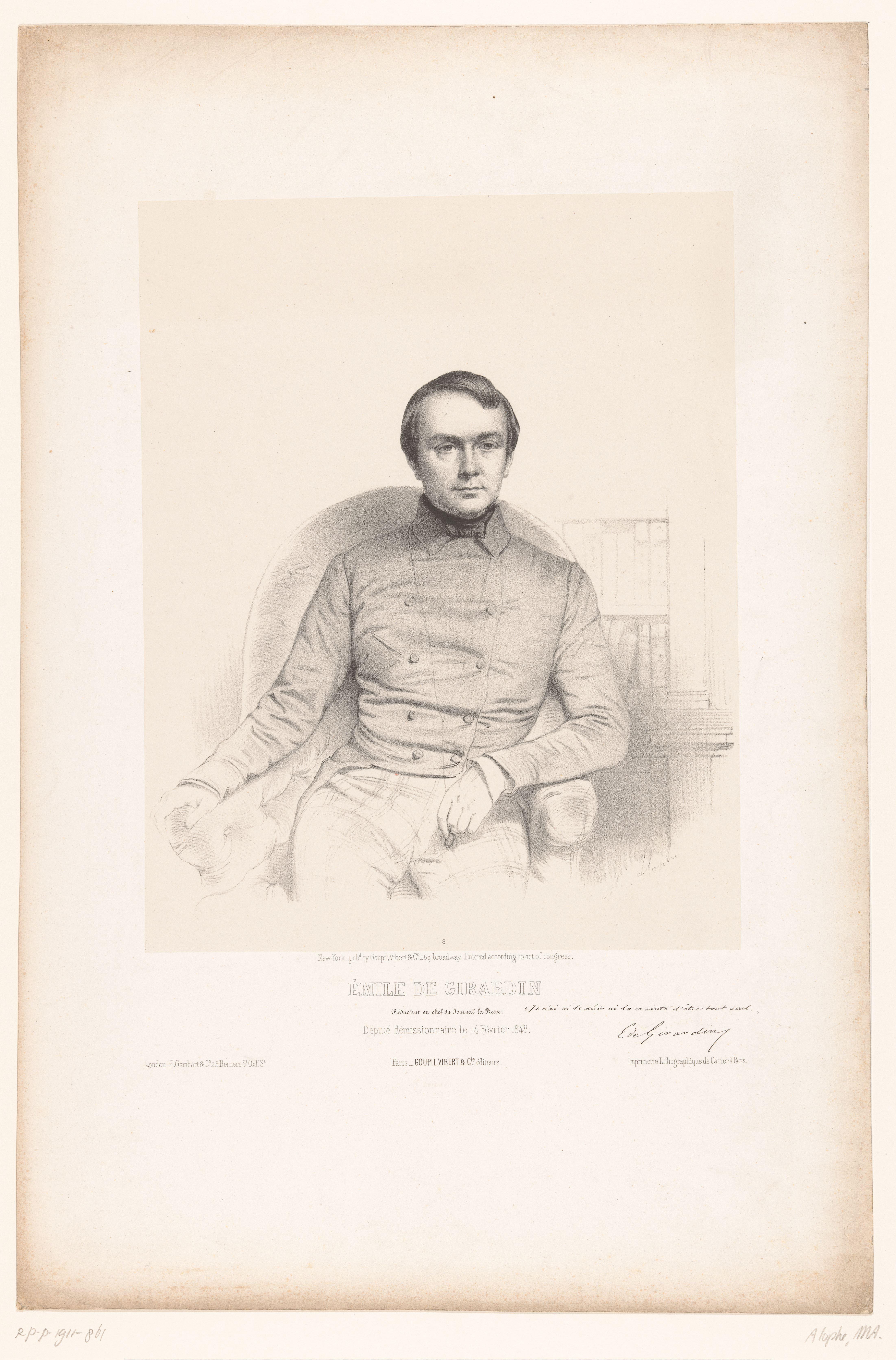 Portret van de Émile de Girardin, hoofdredacteur van La Presse