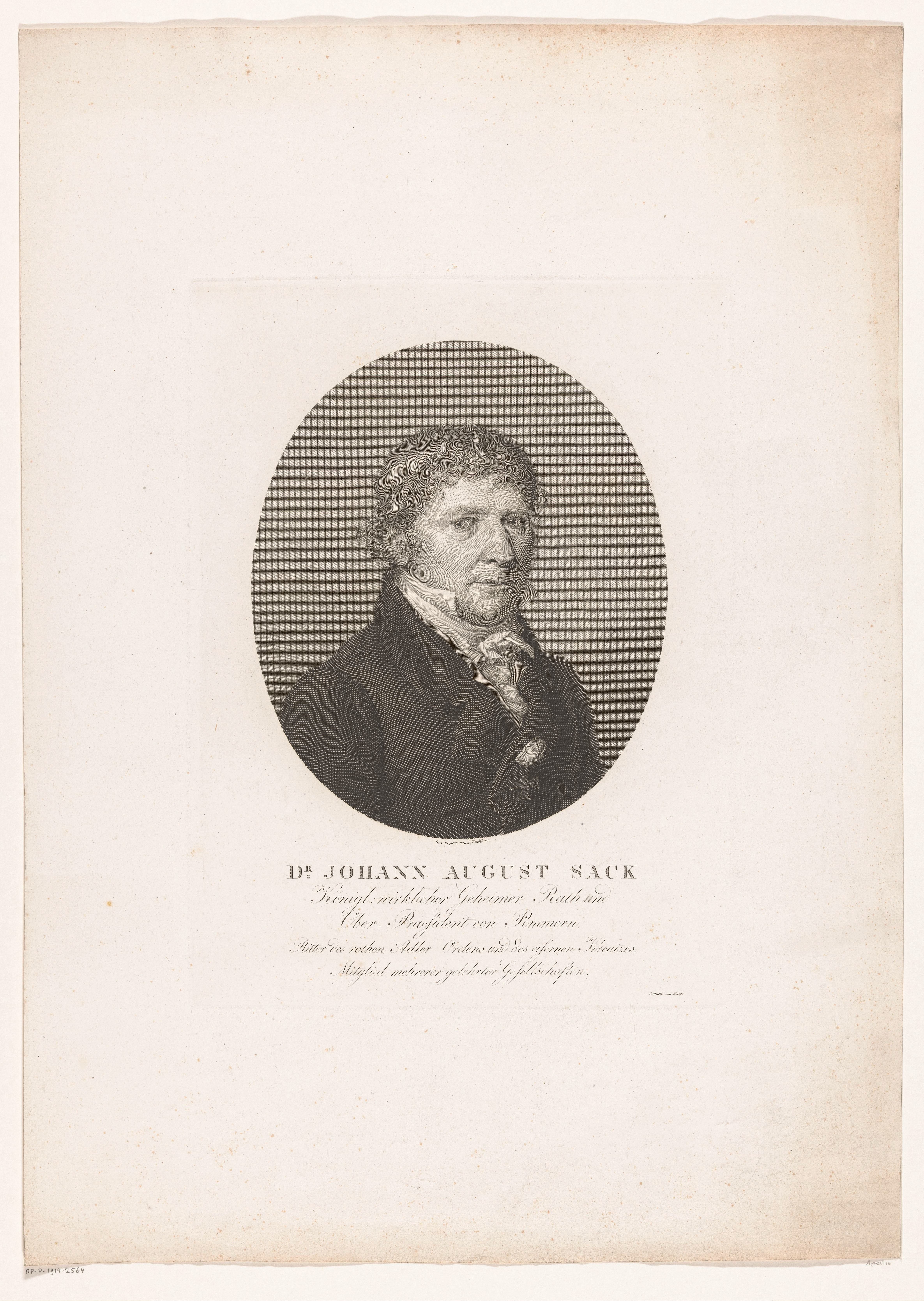 Portret van Johann August Sack