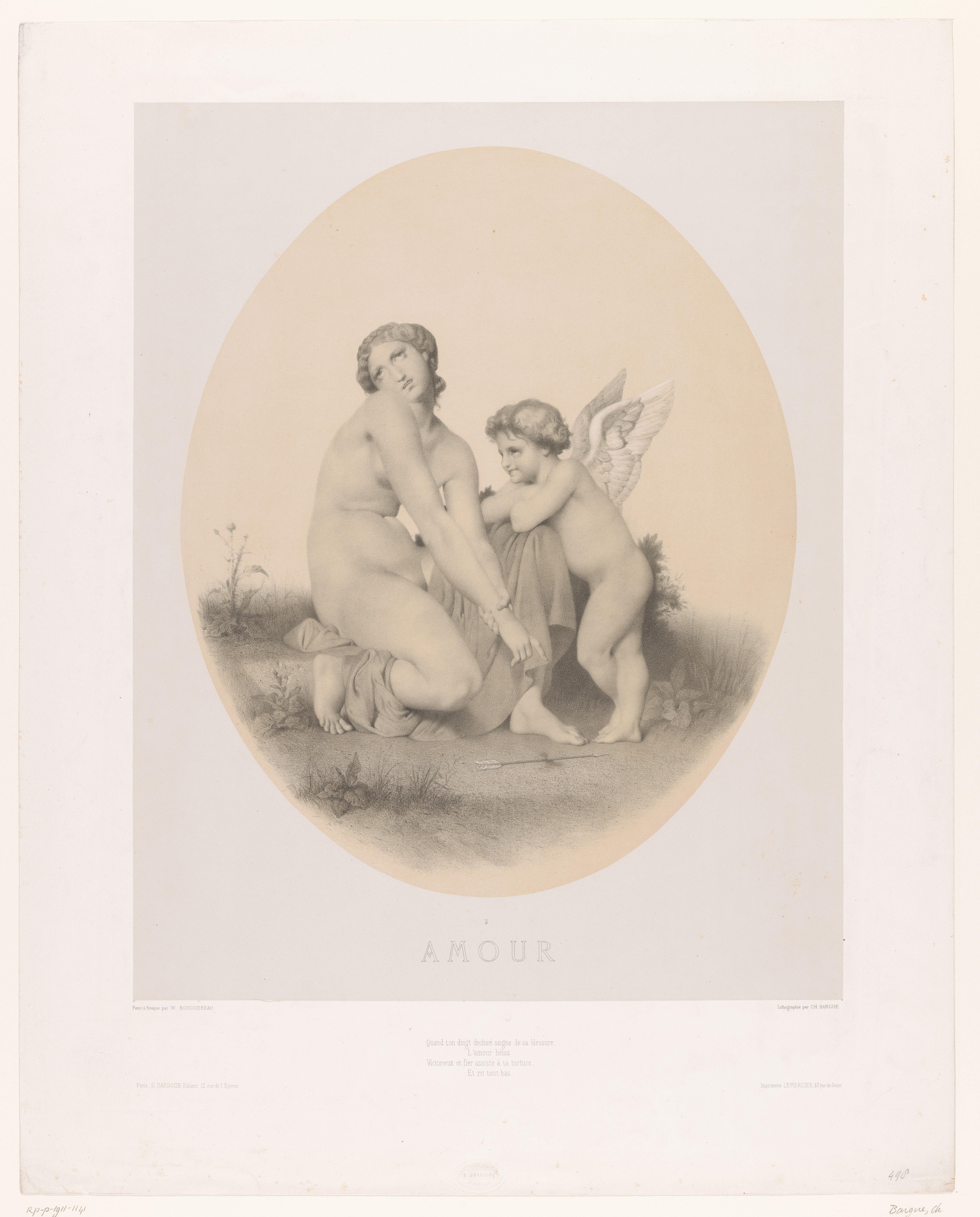 Cupido heeft Venus verwond met zijn pijl