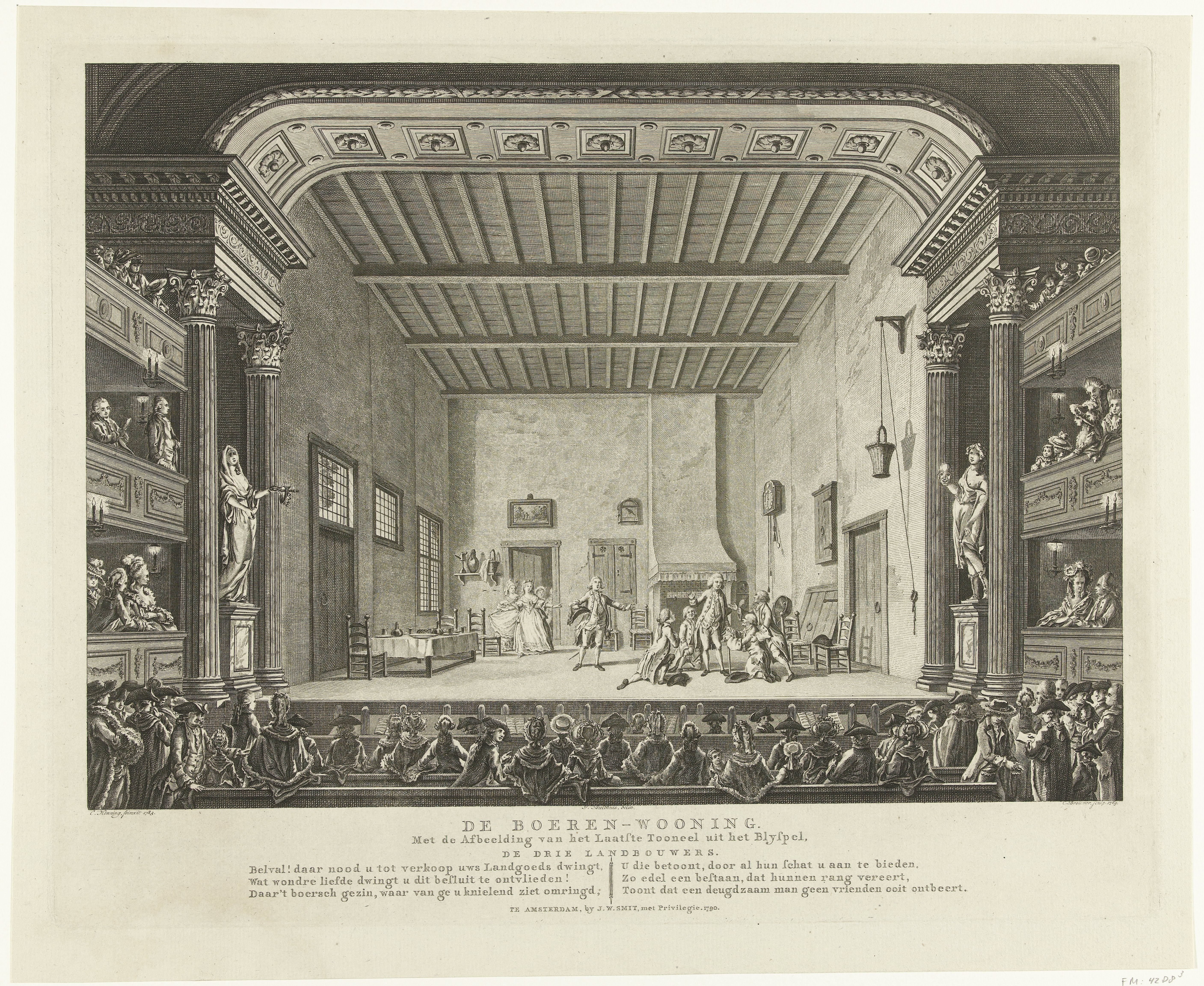 Decor met de boerenwoning in de Nieuwe Schouwburg te Amsterdam