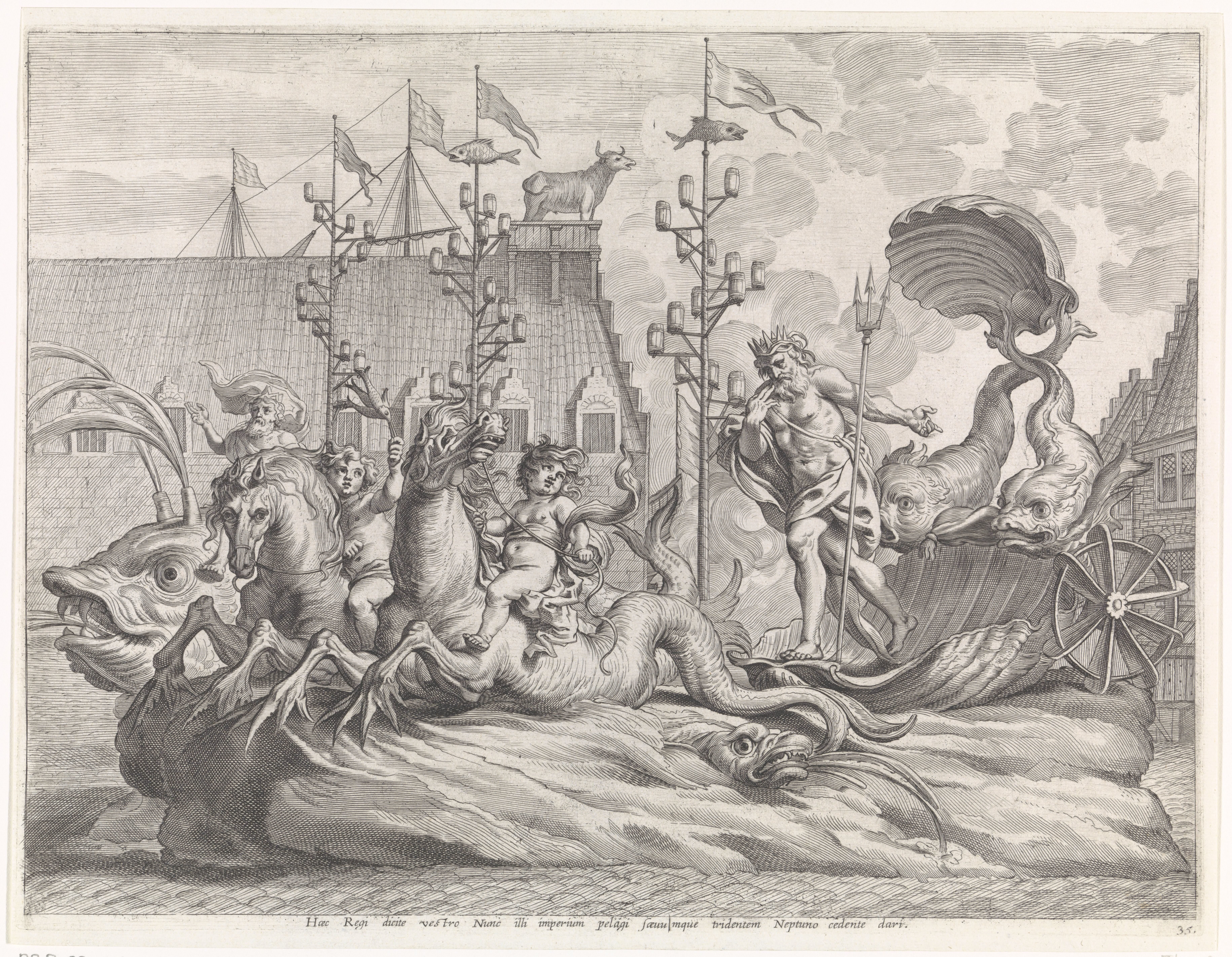 Spektakel met de strijdwagen van Neptunus