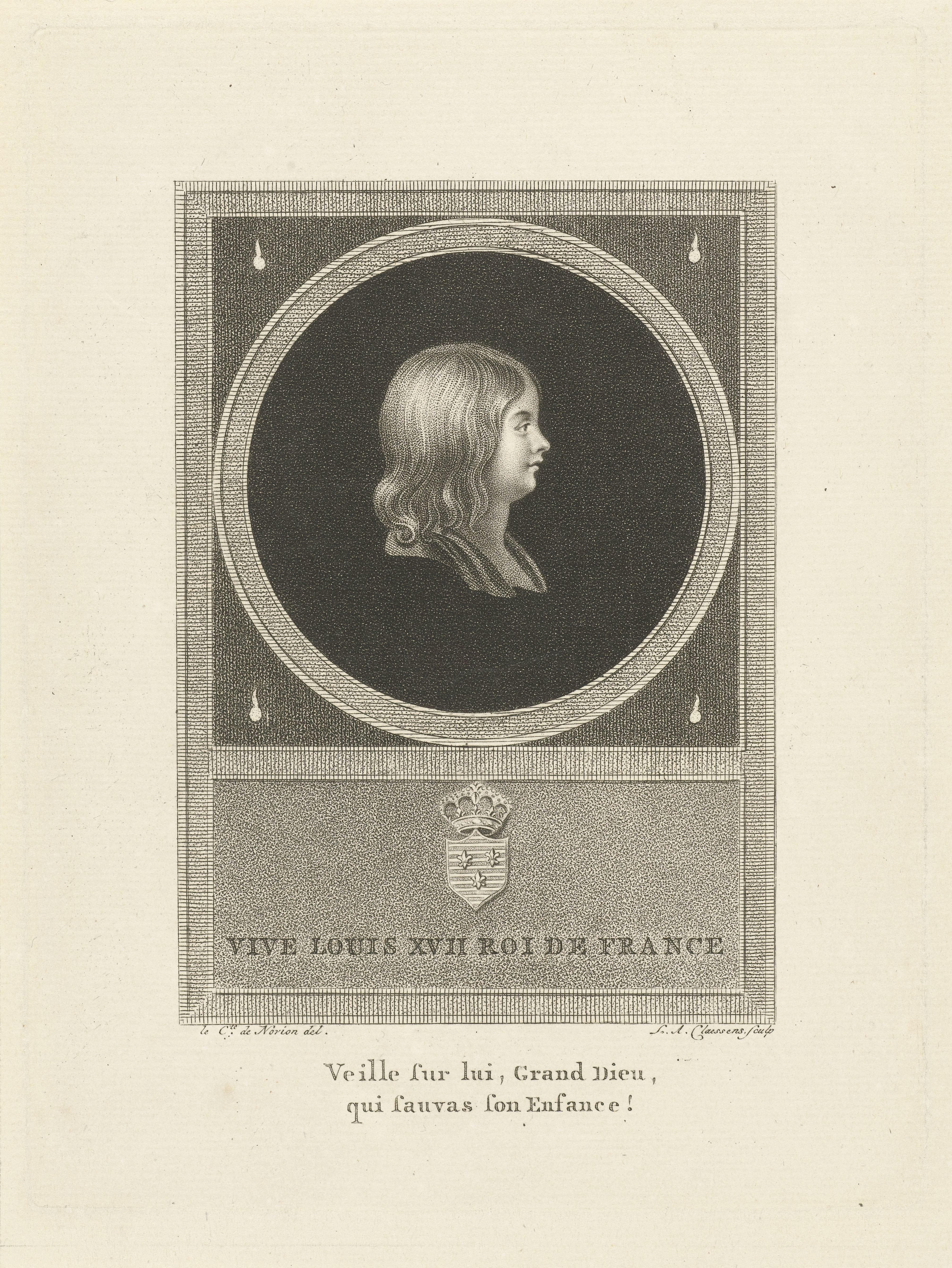 Memorieprent met portret van Lodewijk XVII