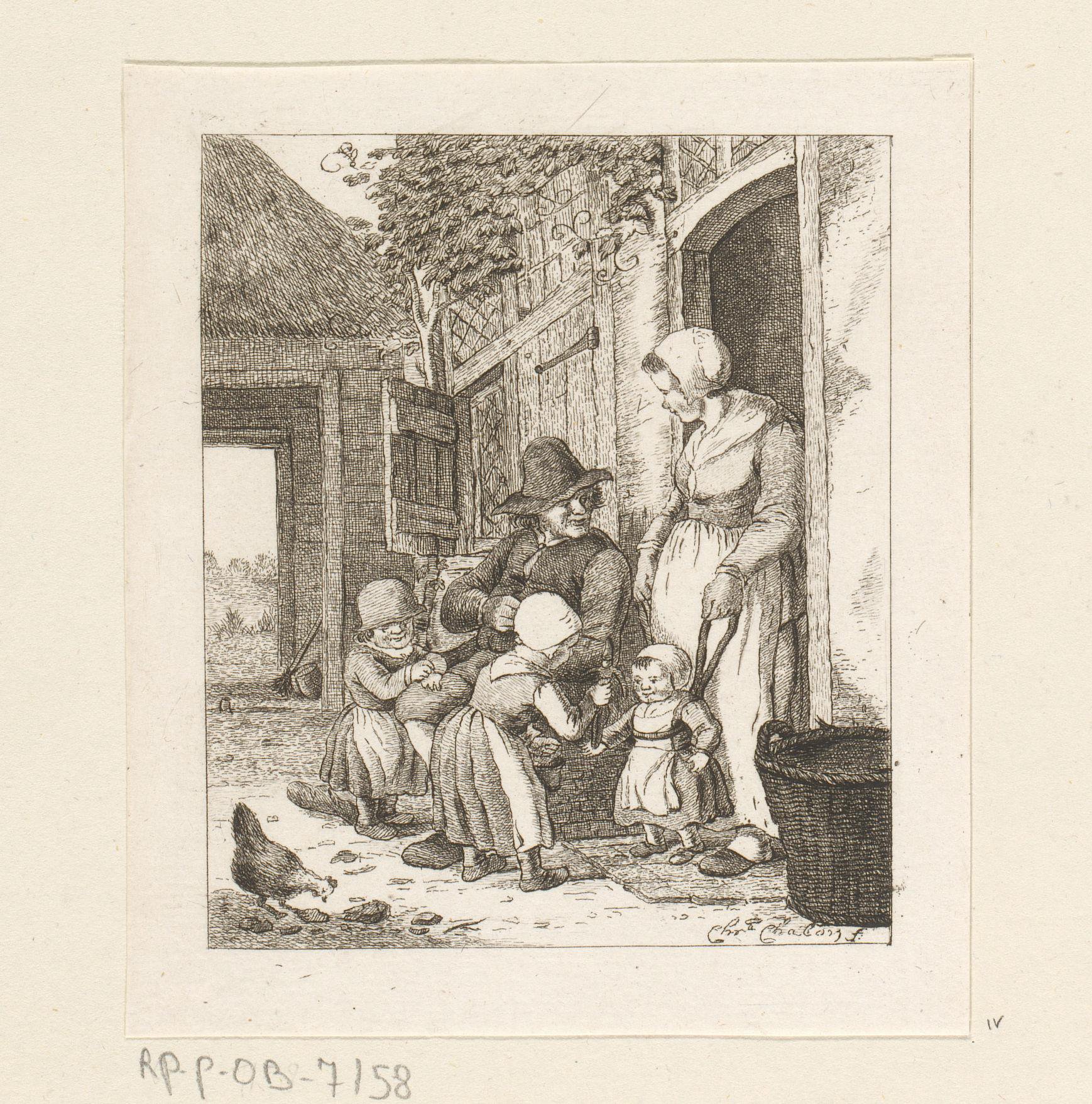 Gezin voor een huis