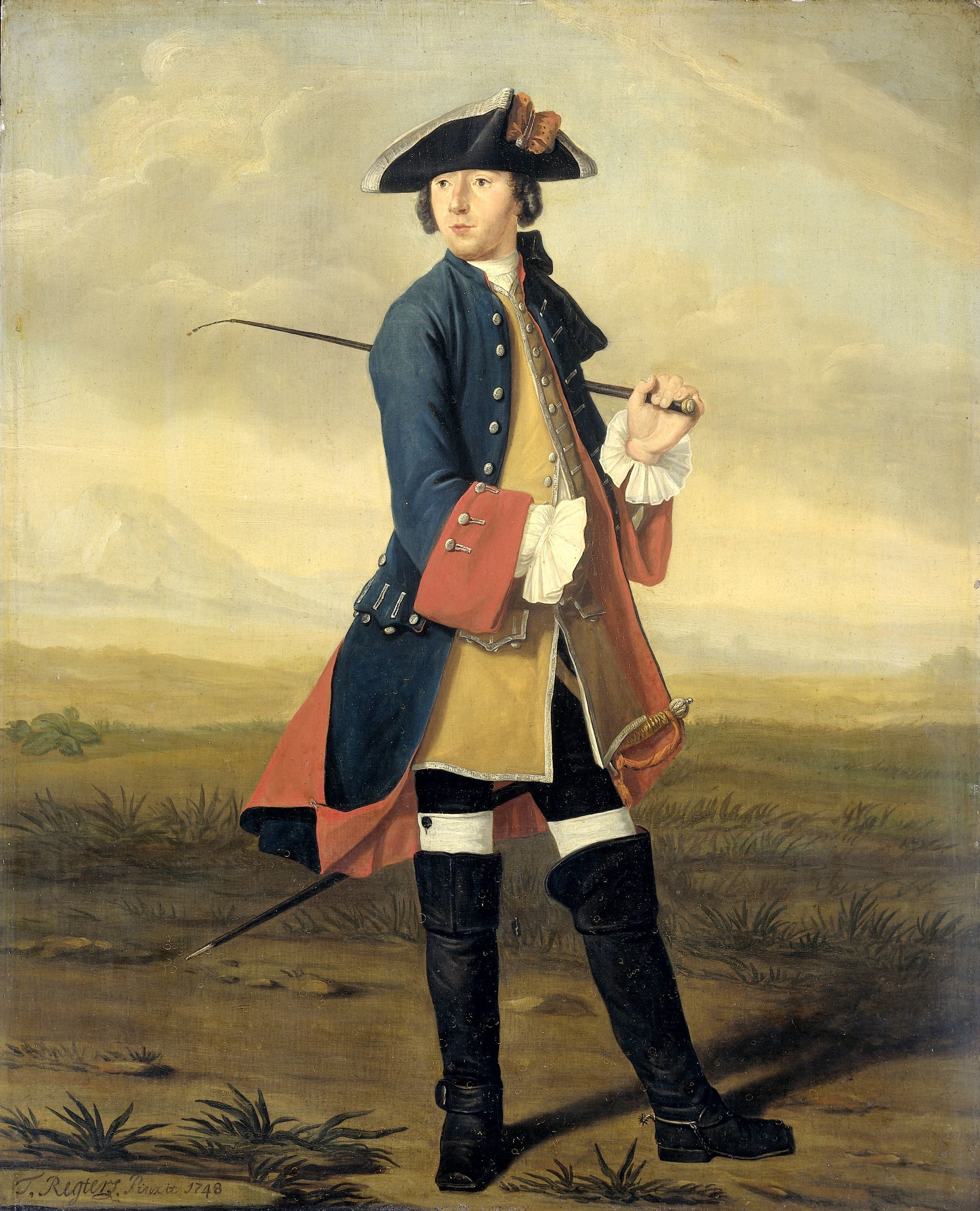 Portrait of Ludolf Backhuysen II, Painter, in the Uniform of the Dragoons