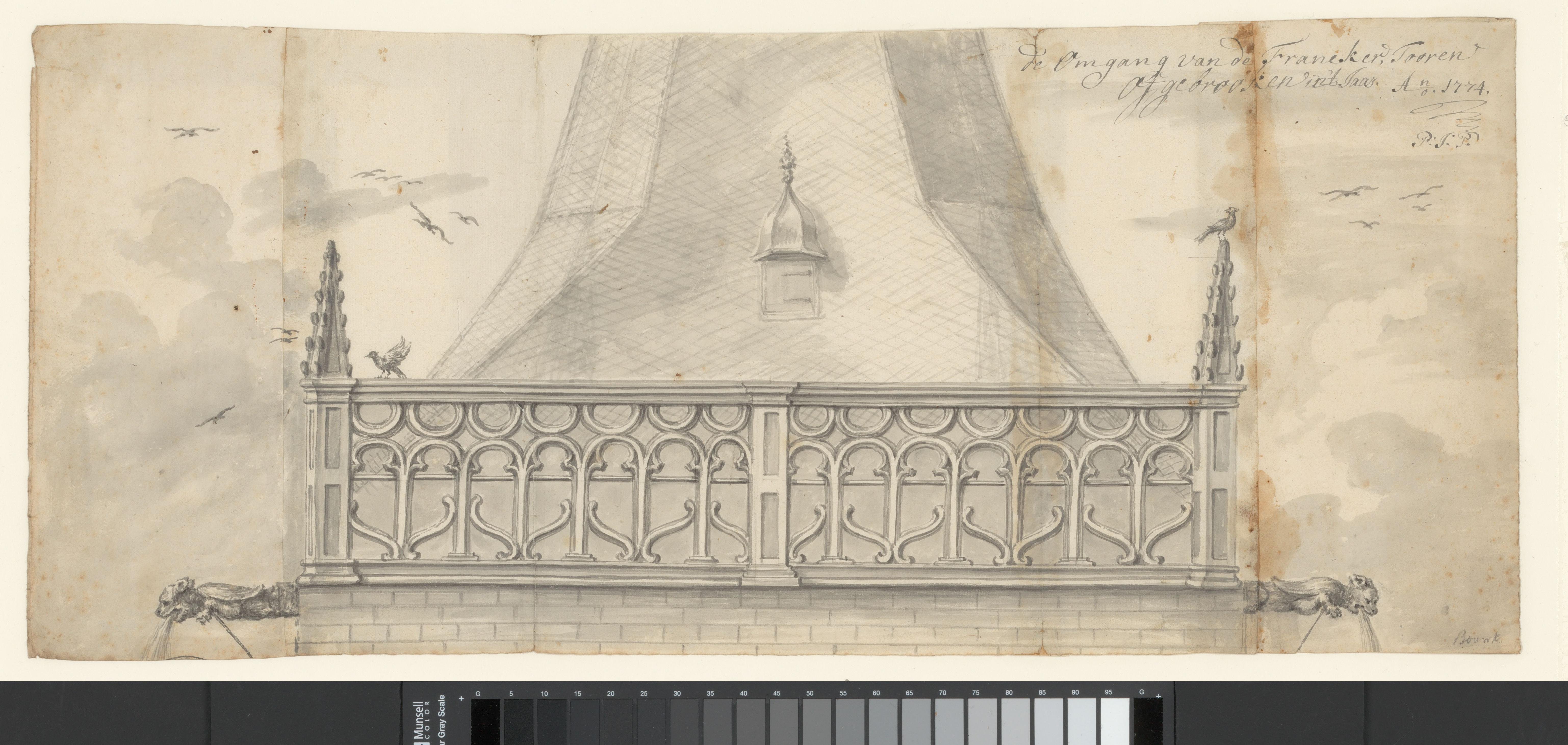 de Omgang van de Franeker Tooren / Afgebrooken in't Jaar 1774
