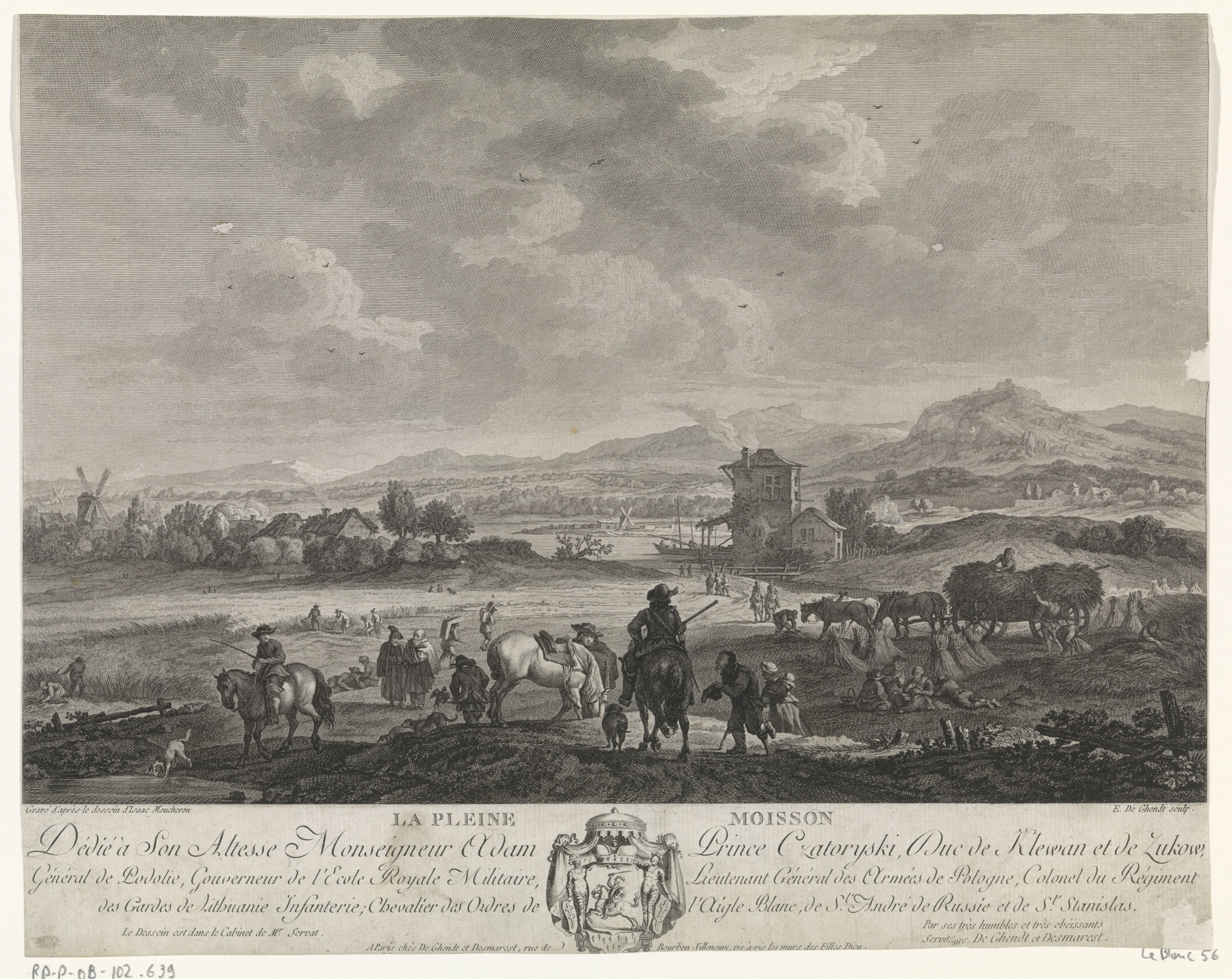 Landschap met oogstende boeren