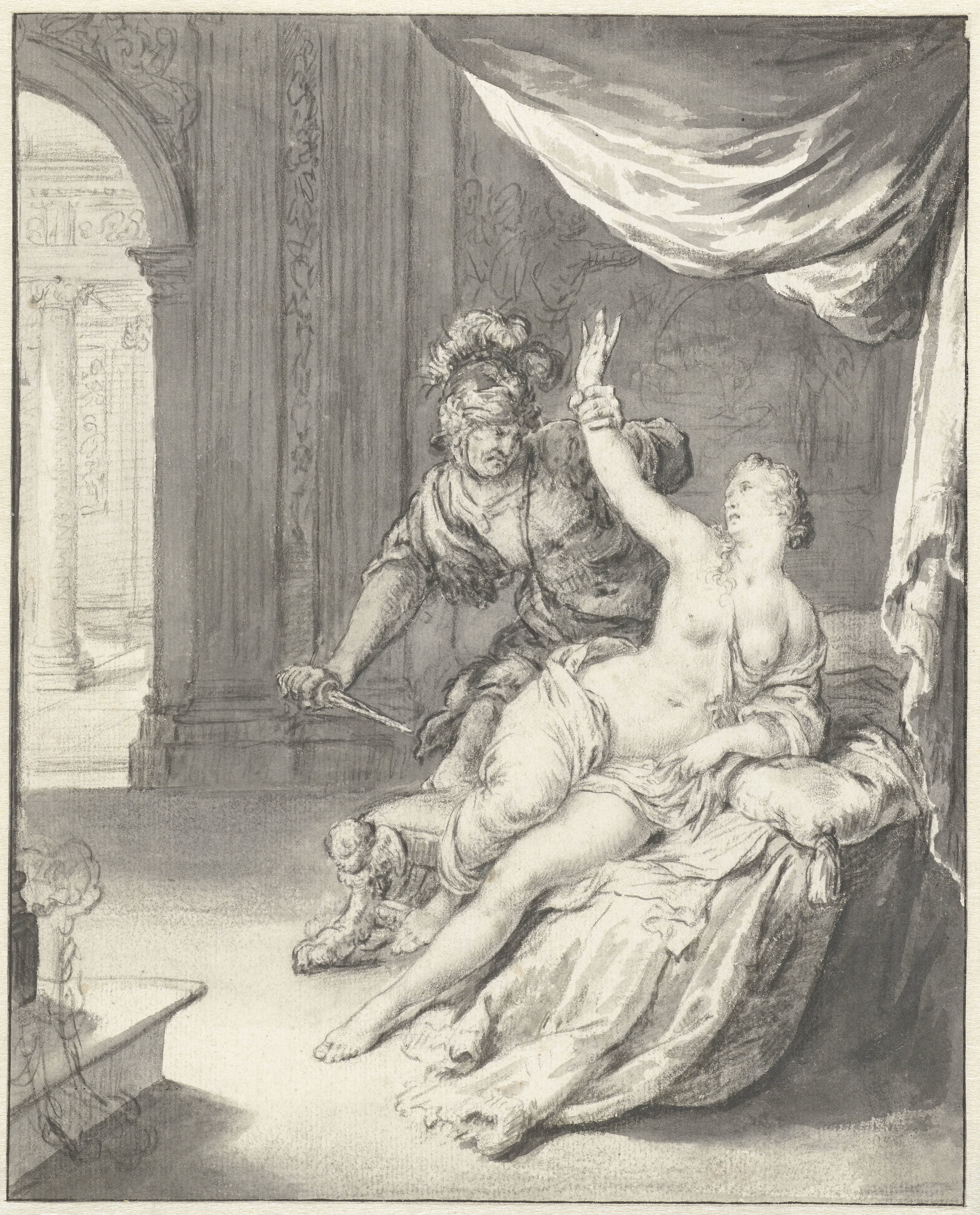 Tarquinius bedreigt Lucretia