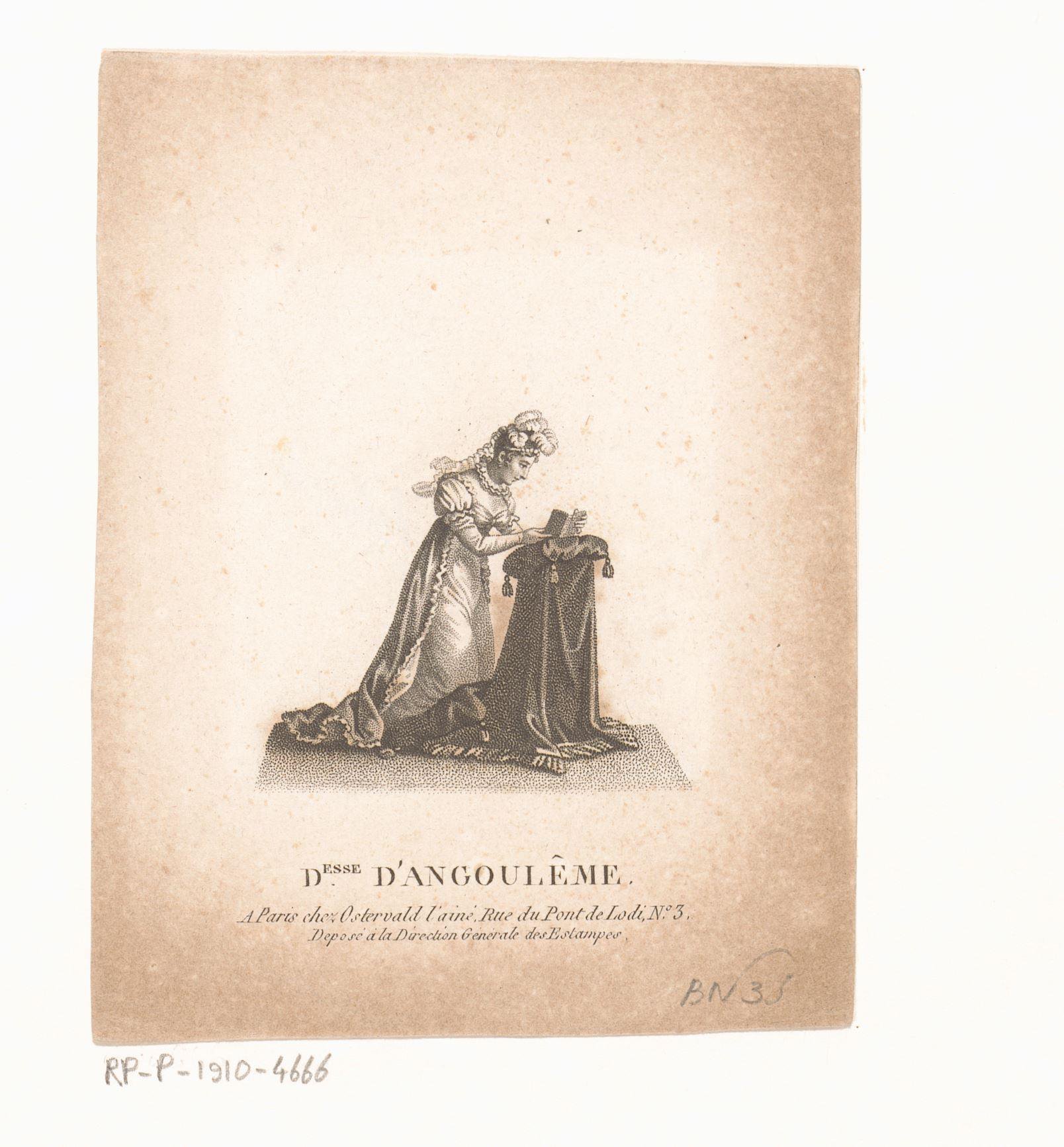Portret van Marie Thérèse Charlotte van Frankrijk in gebed