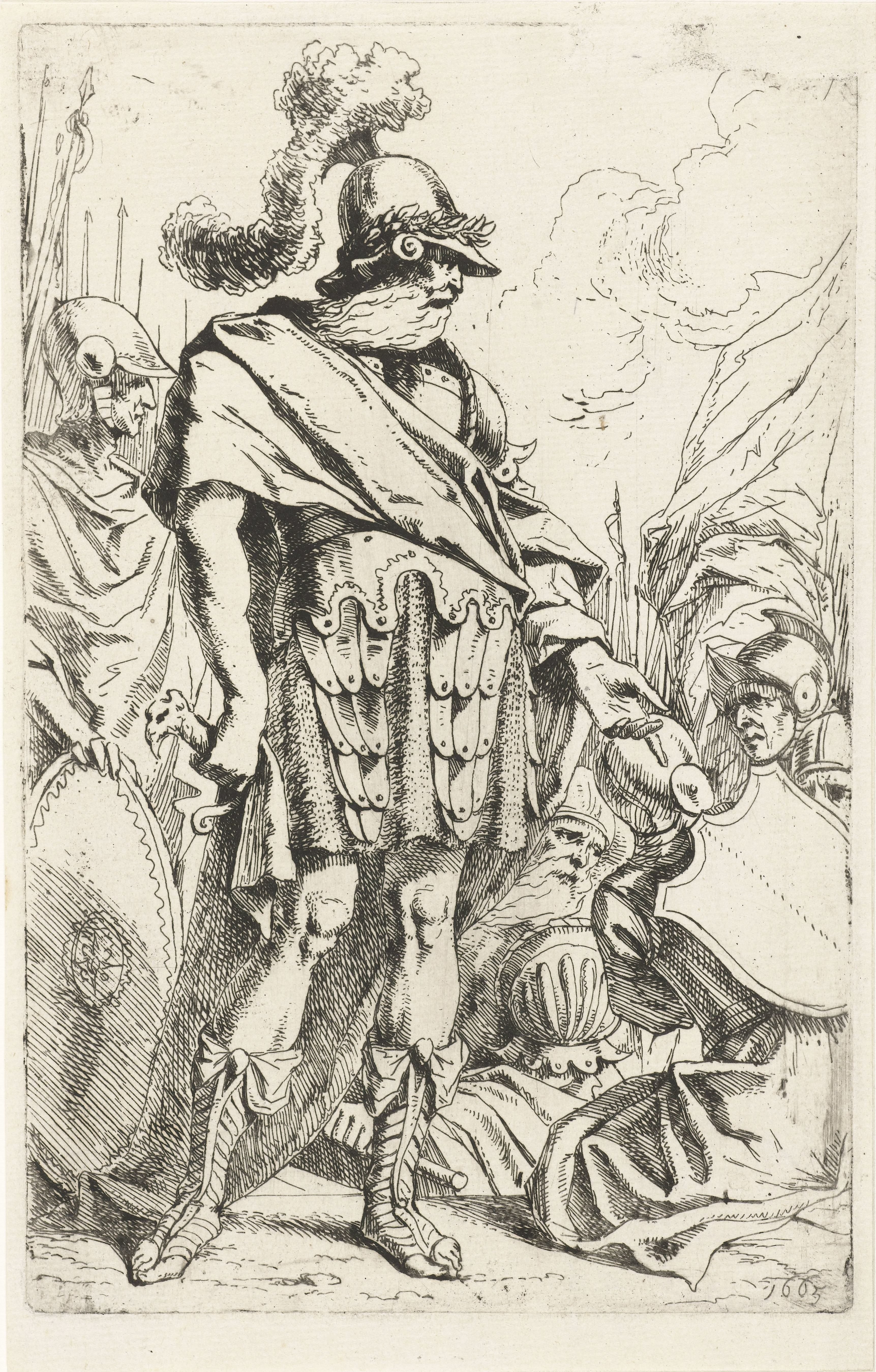 Romeinse soldaat met helm en baard