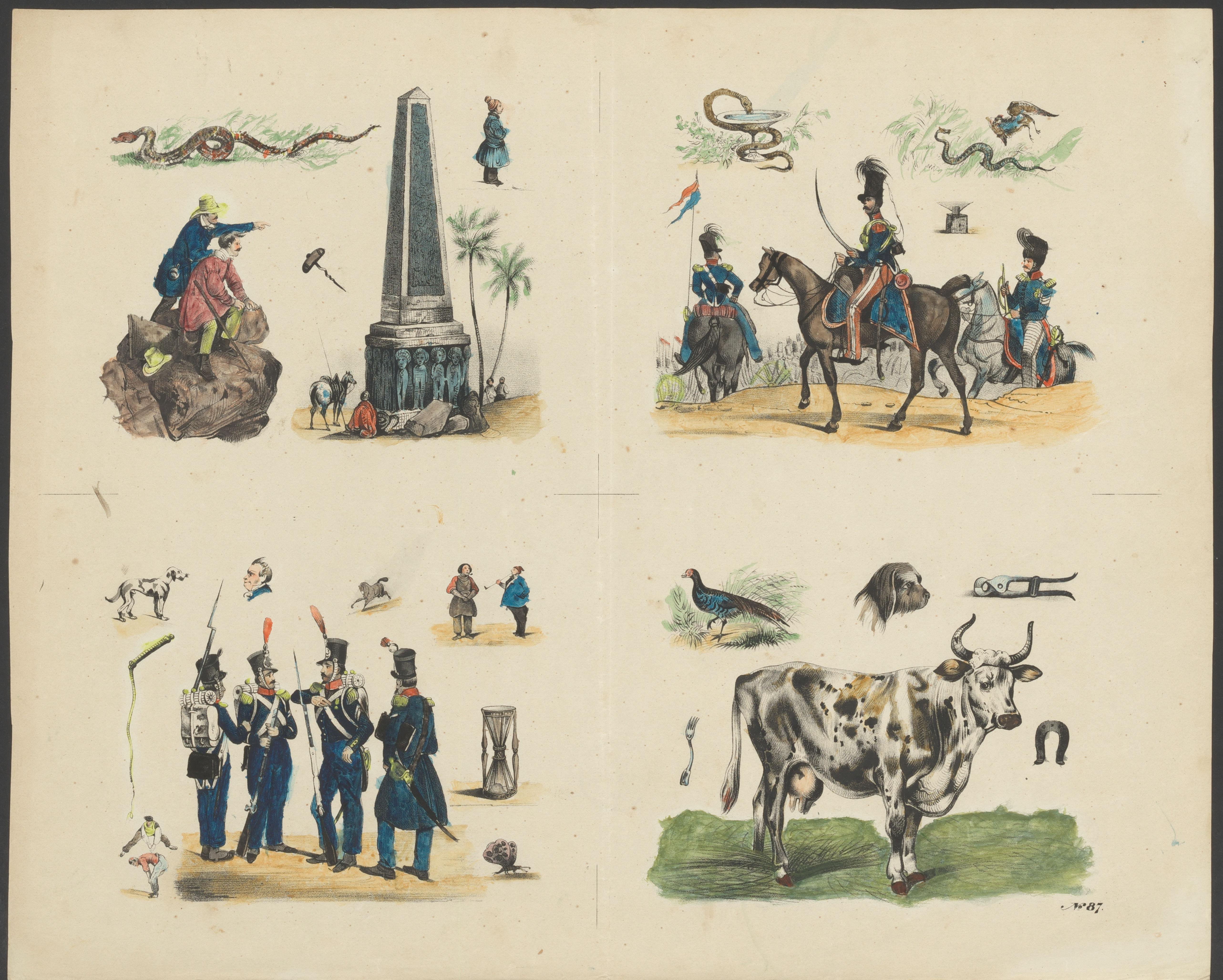 Reizigers, militairen en een stier