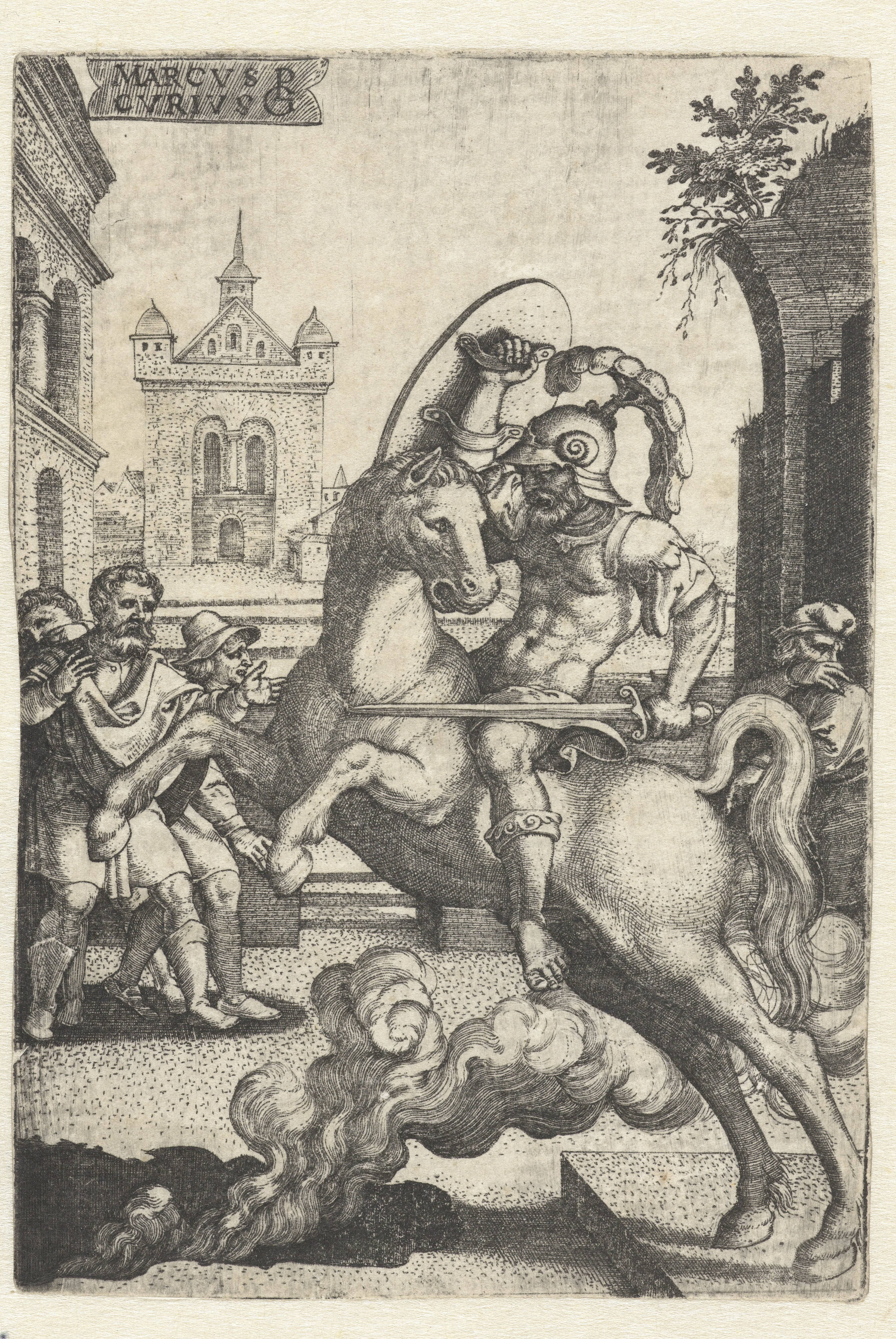 Marcus Curtius stort zich in een kloof