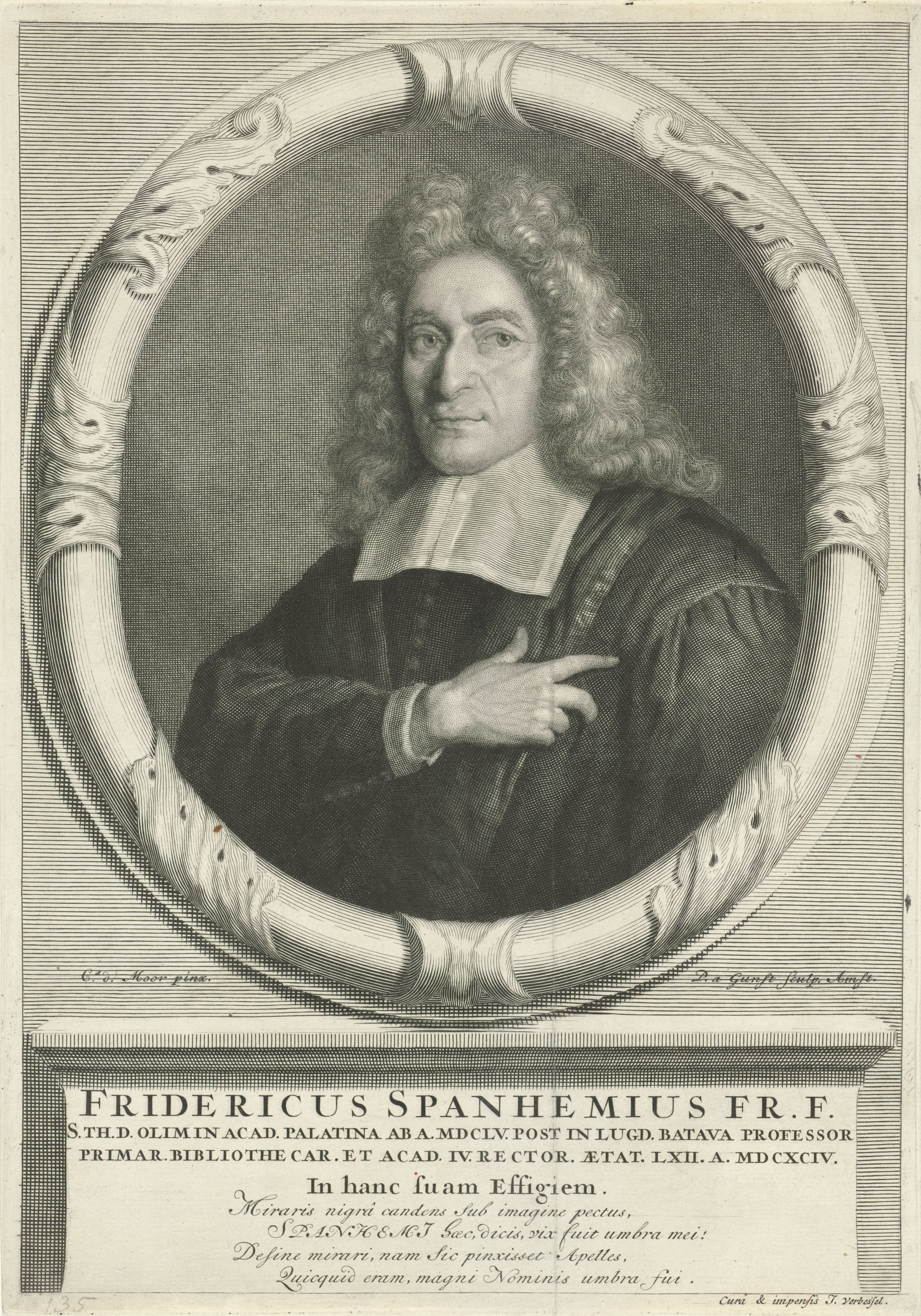 Portret van Frederick Spanheim de jongere op 62-jarige leeftijd