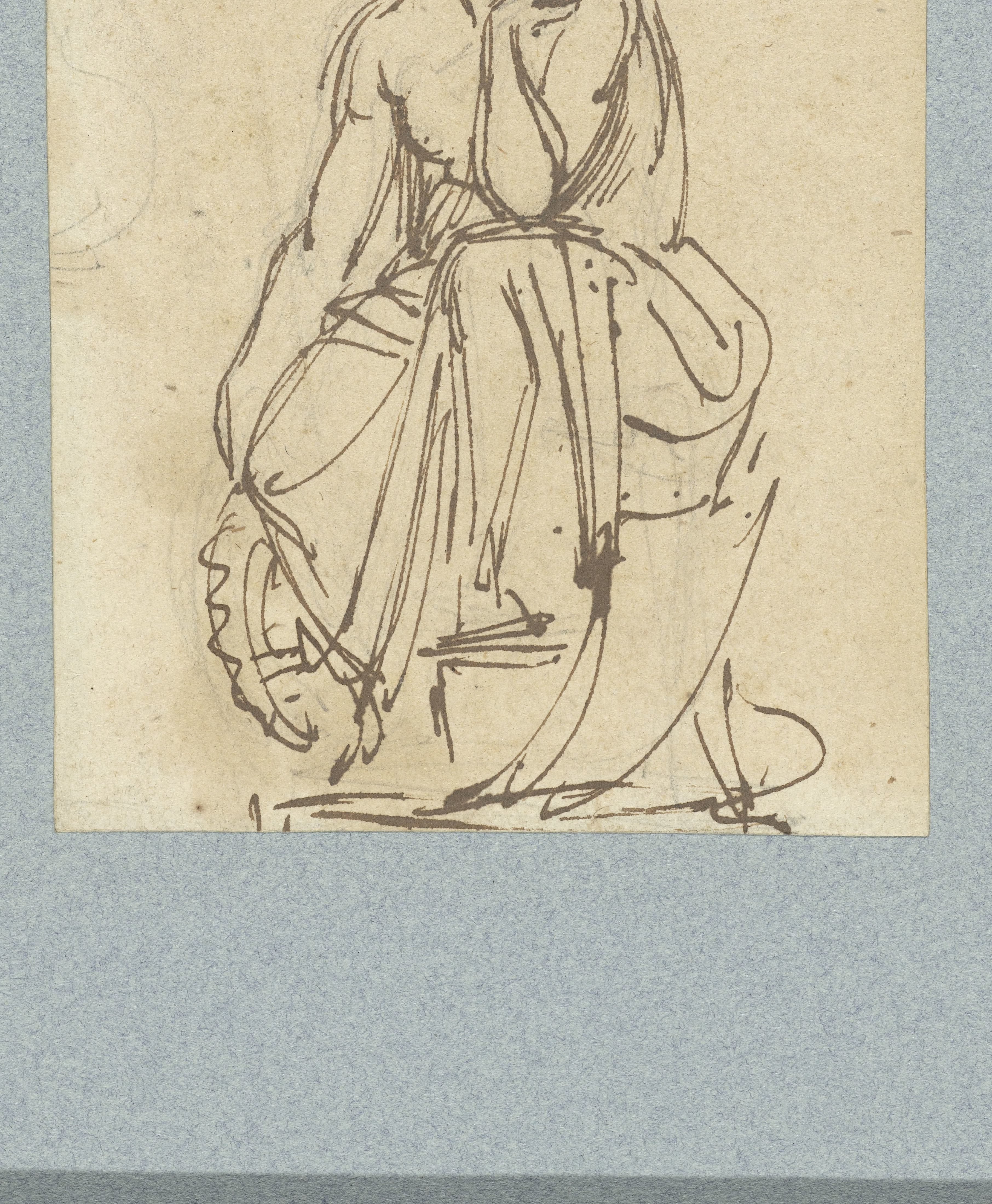 Zittende allegorische vrouwenfiguur