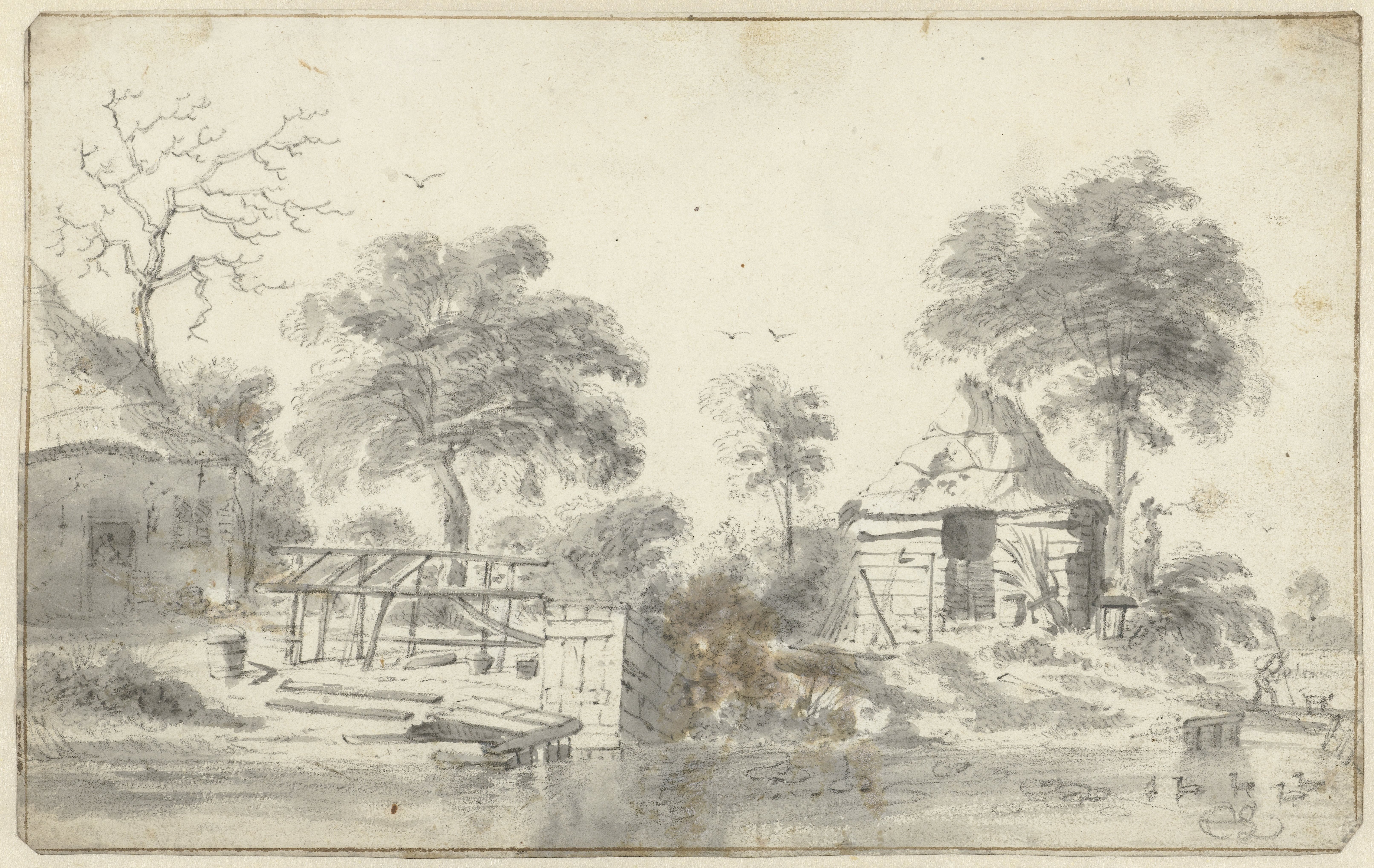 Cottage with a Barn along the Water