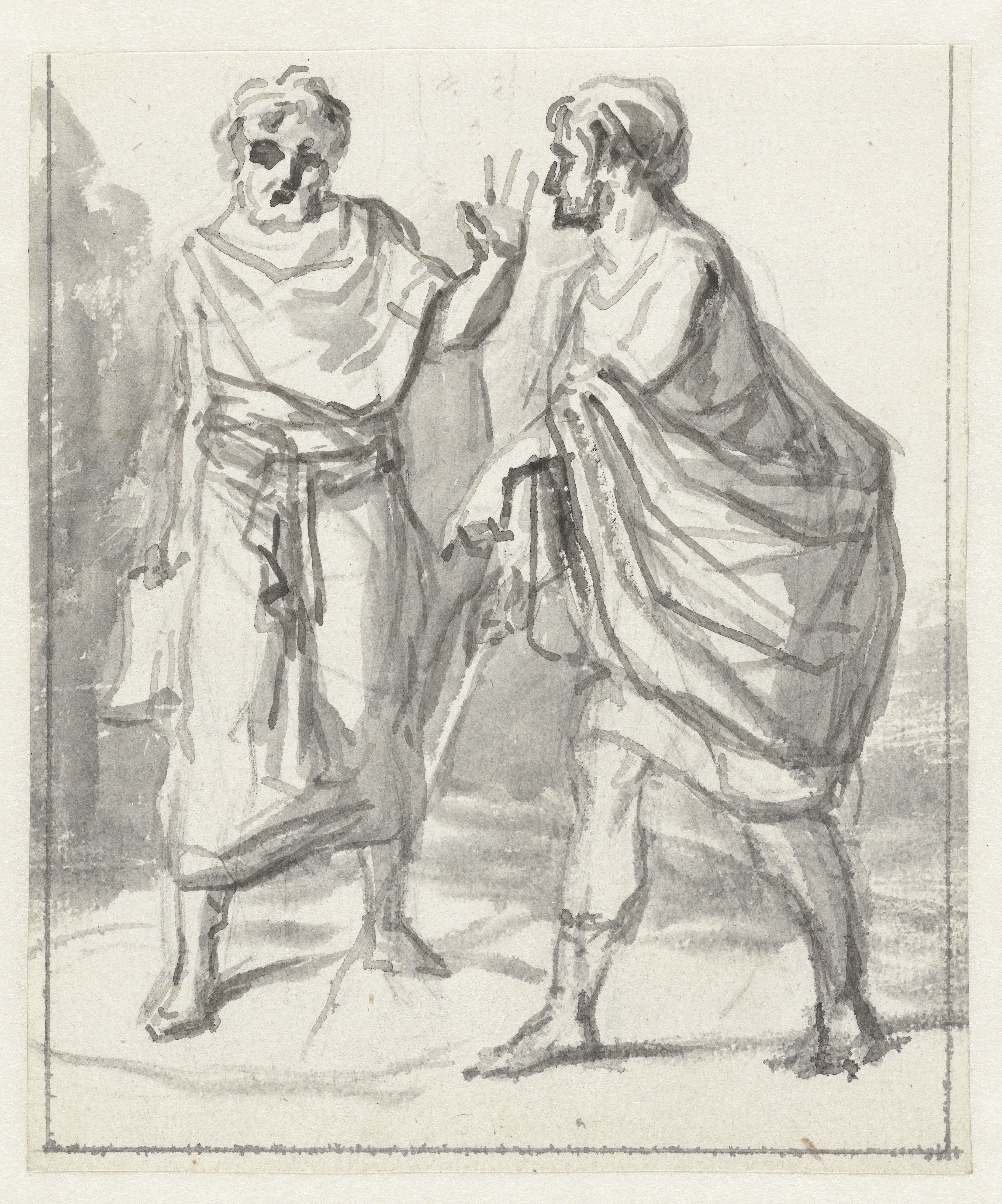 Laenas trekt een cirkel in het zand rond Antiochus IV Epiphanes