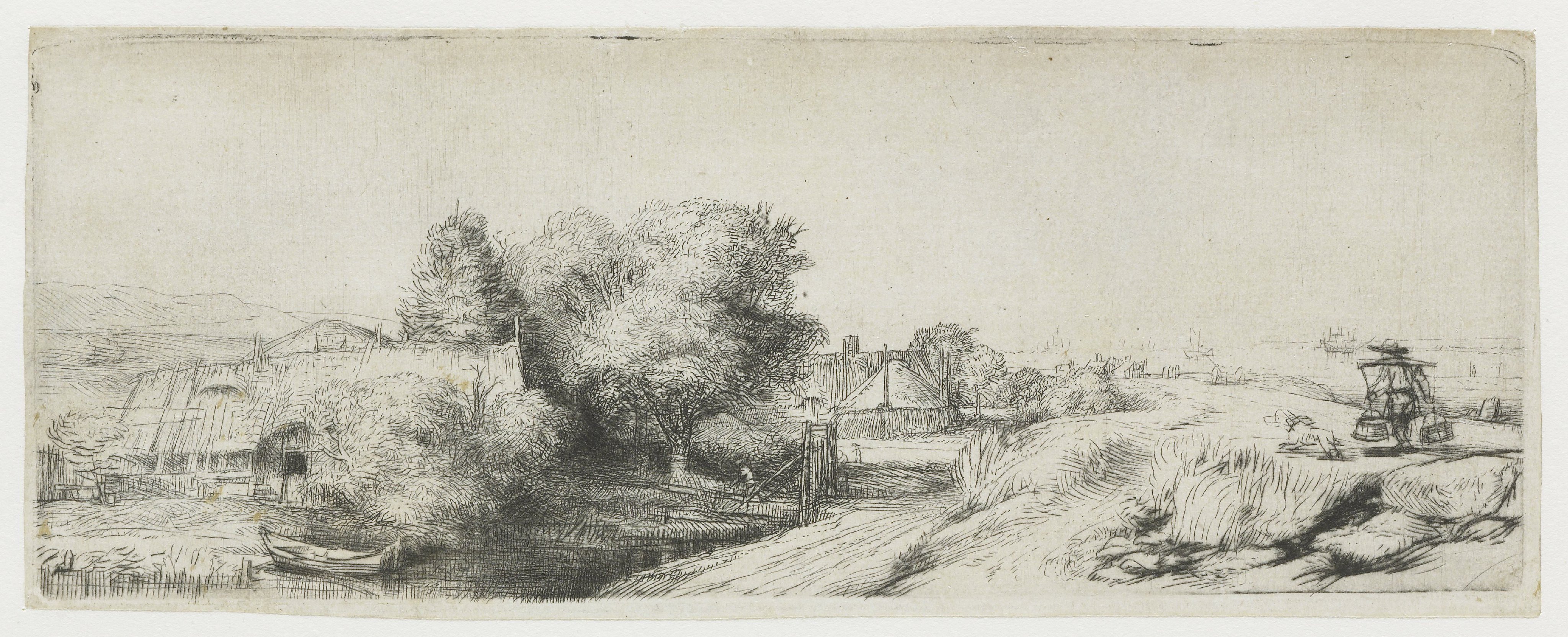 View of the Diemerdijk with a milkman and cottages