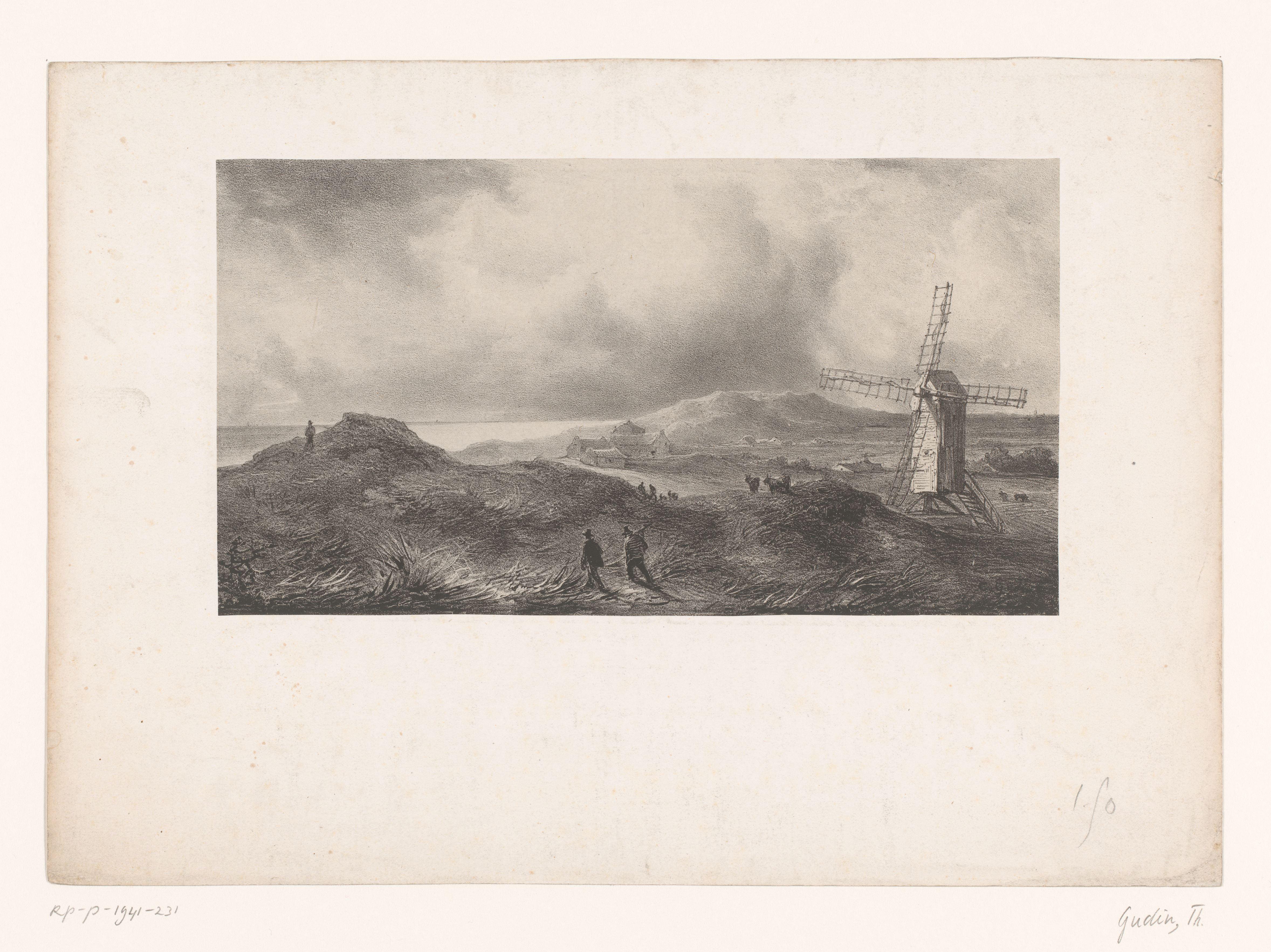 Duinlandschap met molen
