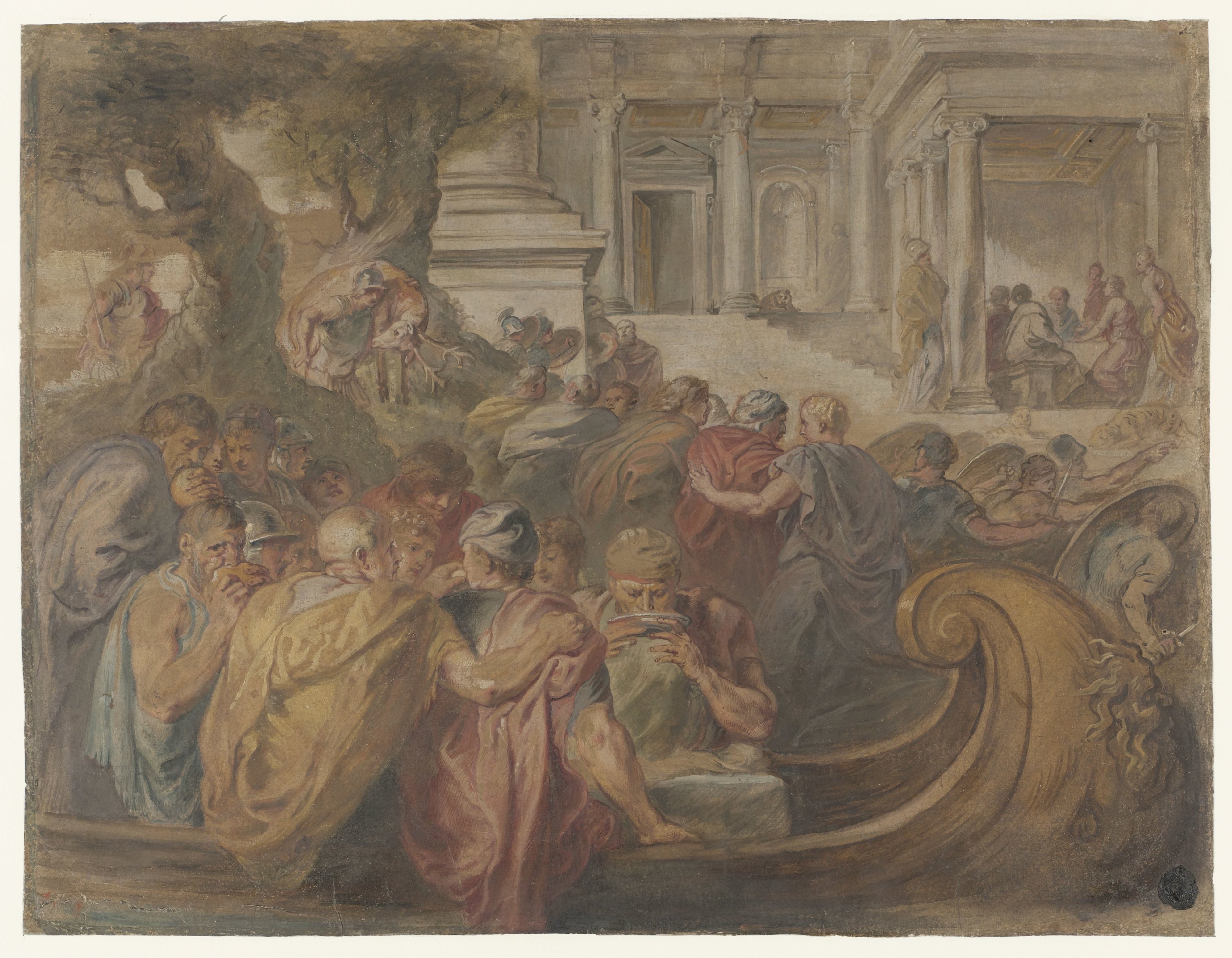 Aankomst van Odysseus en metgezellen bij Circe