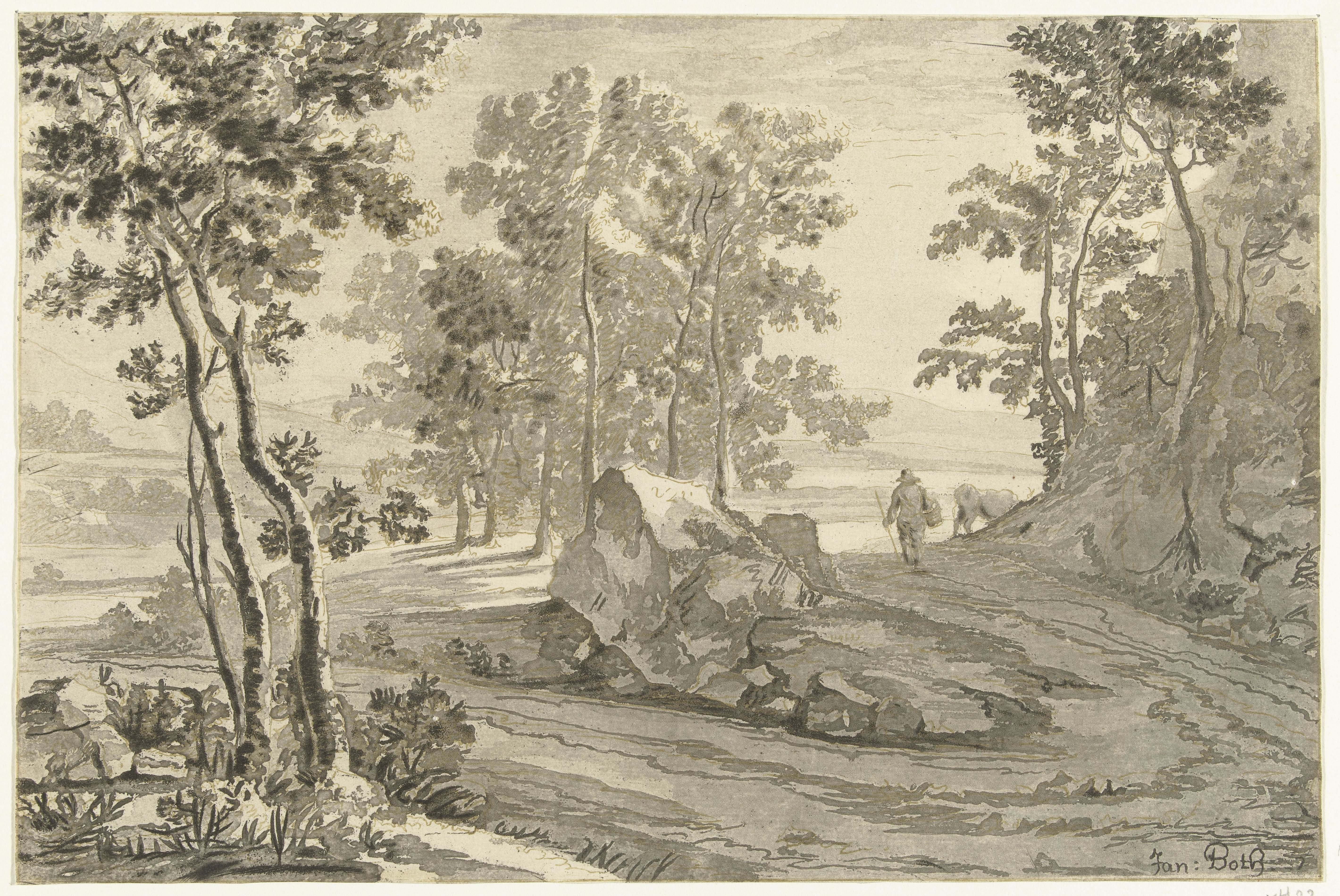 Boomrijk landschap met veedrijver