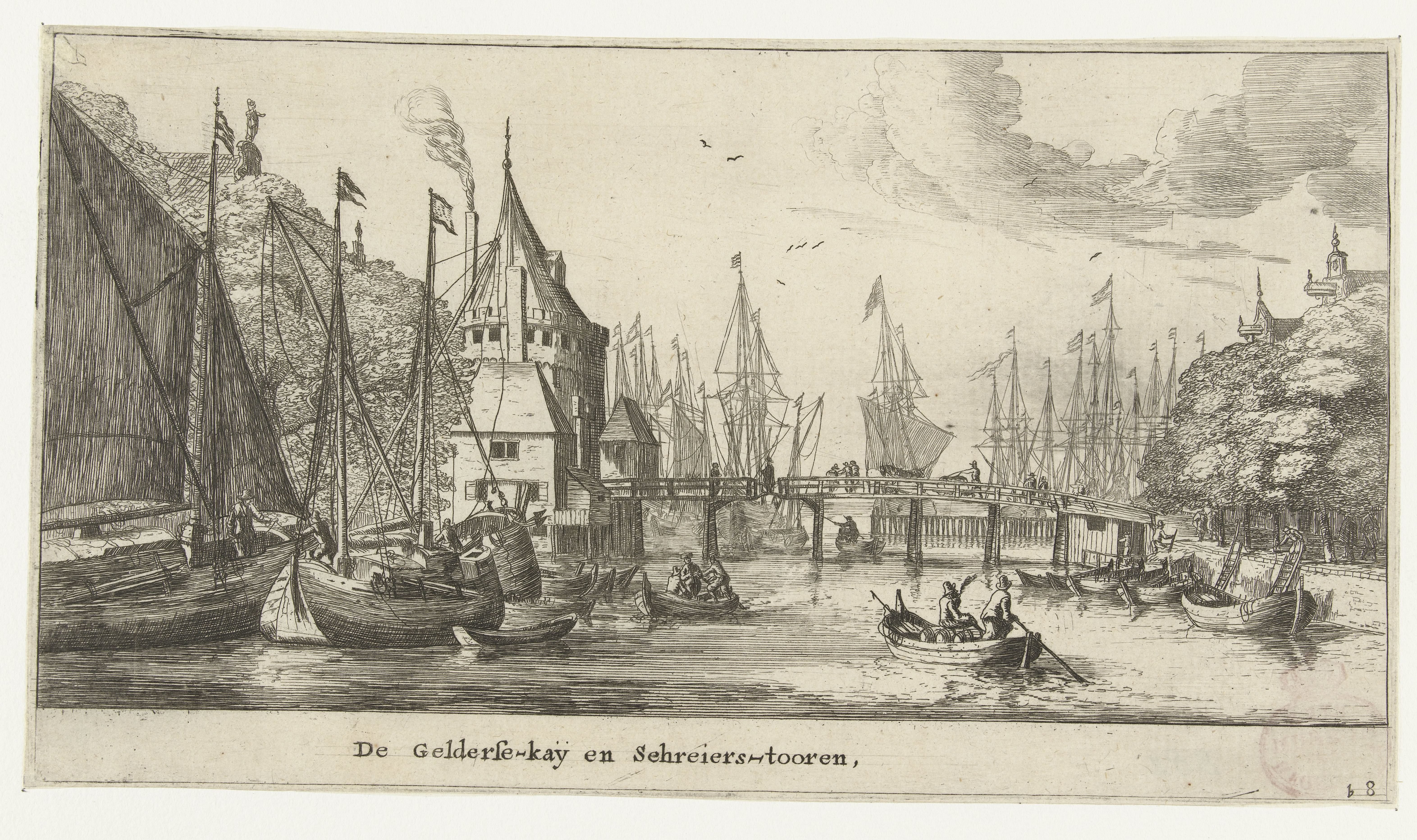 Gezicht op de Geldersekade en Schreierstoren te Amsterdam