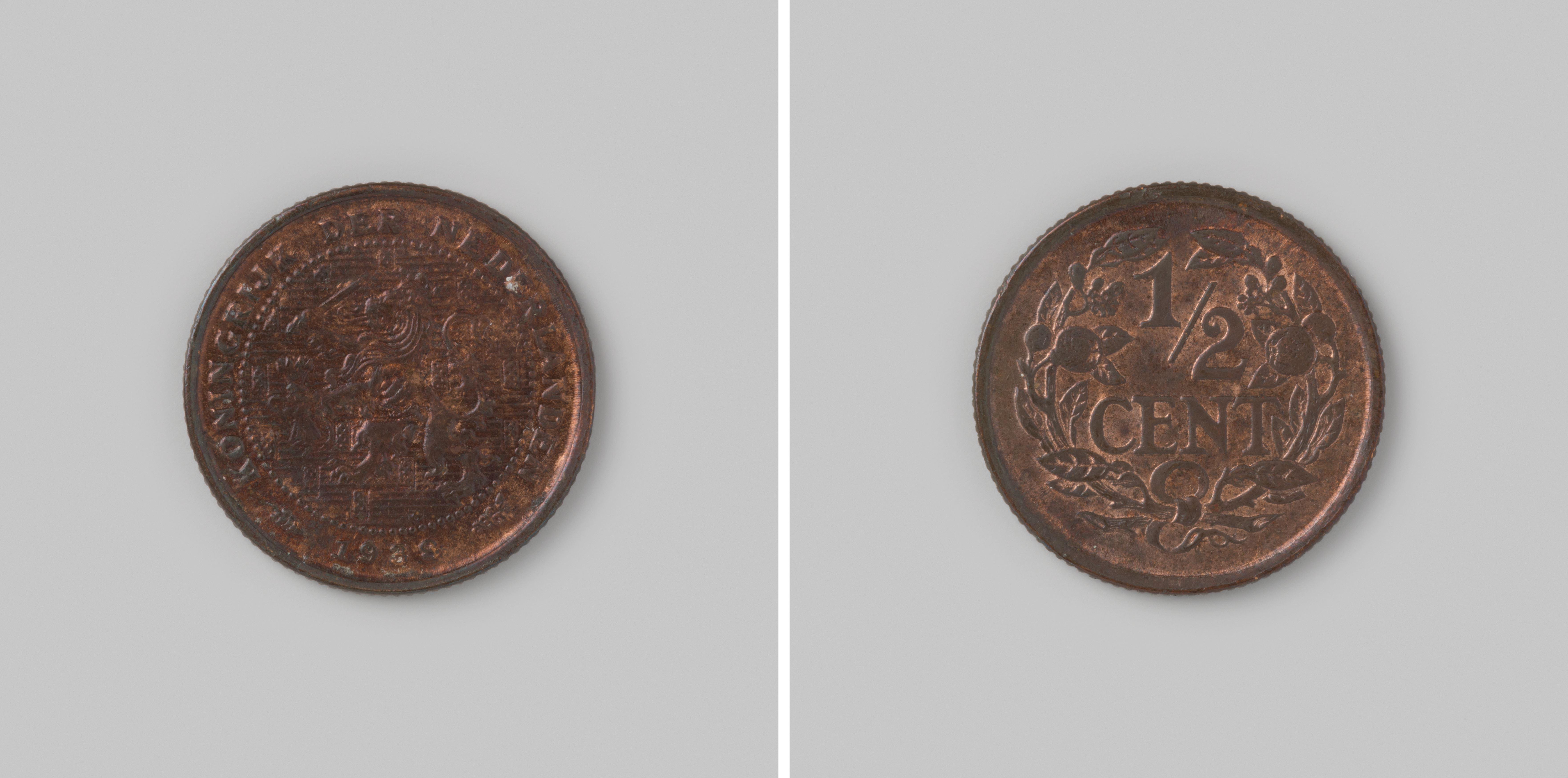 Nederlandse ½ cent, 1938