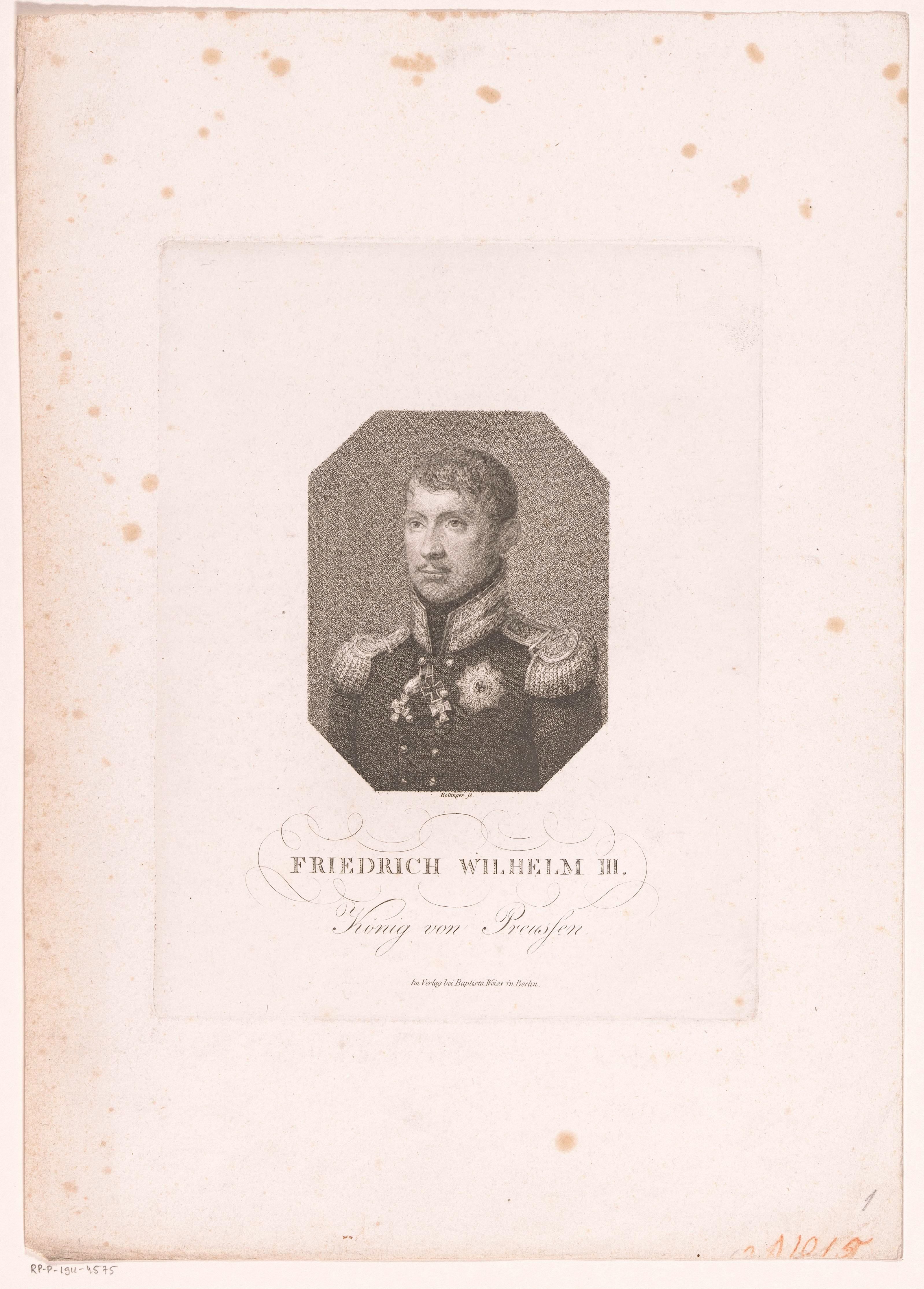 Portret van Friedrich Wilhelm III, koning van Pruisen