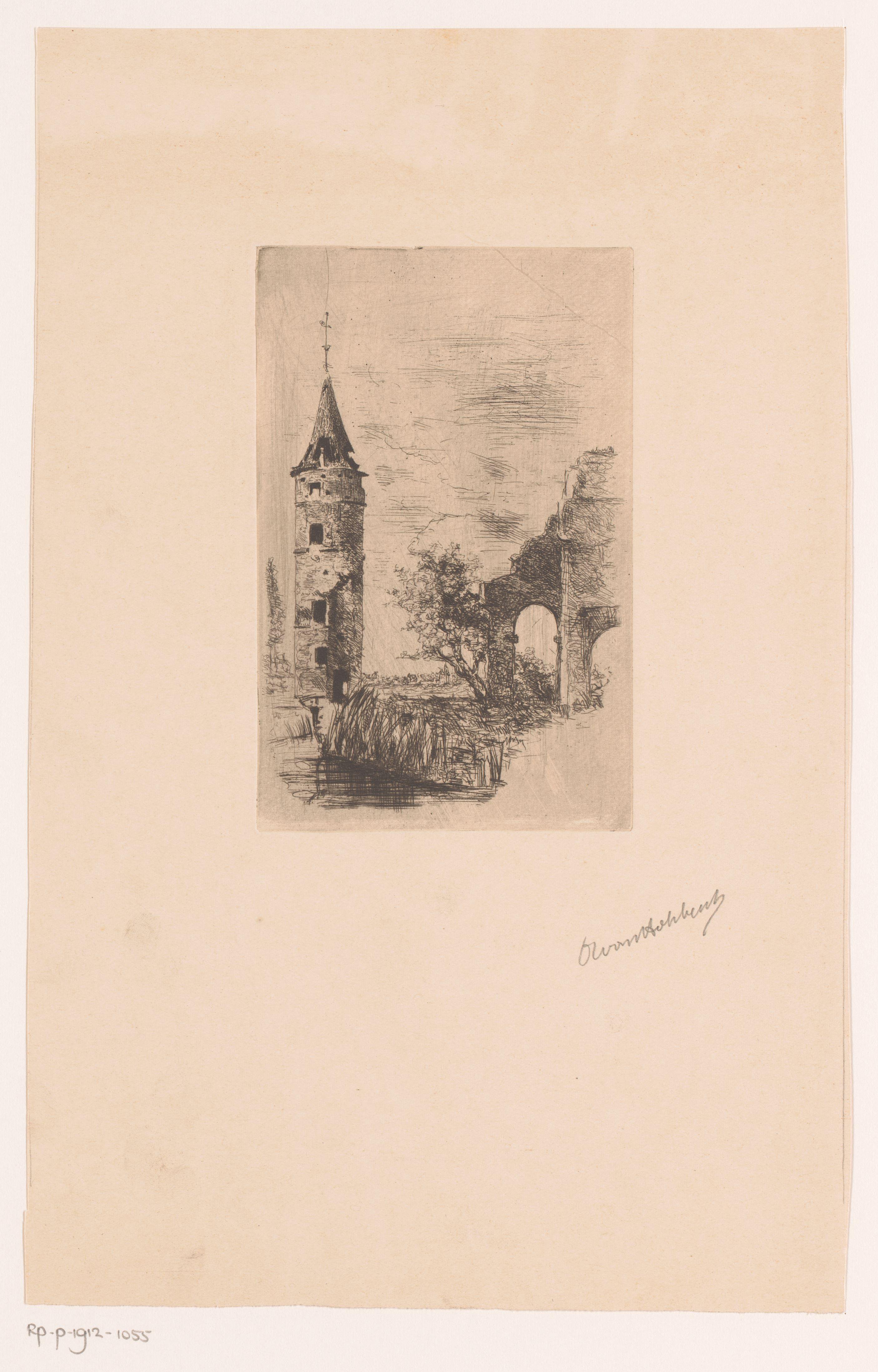 Gezicht op de ruïne van kasteel Gallifort in Deurne