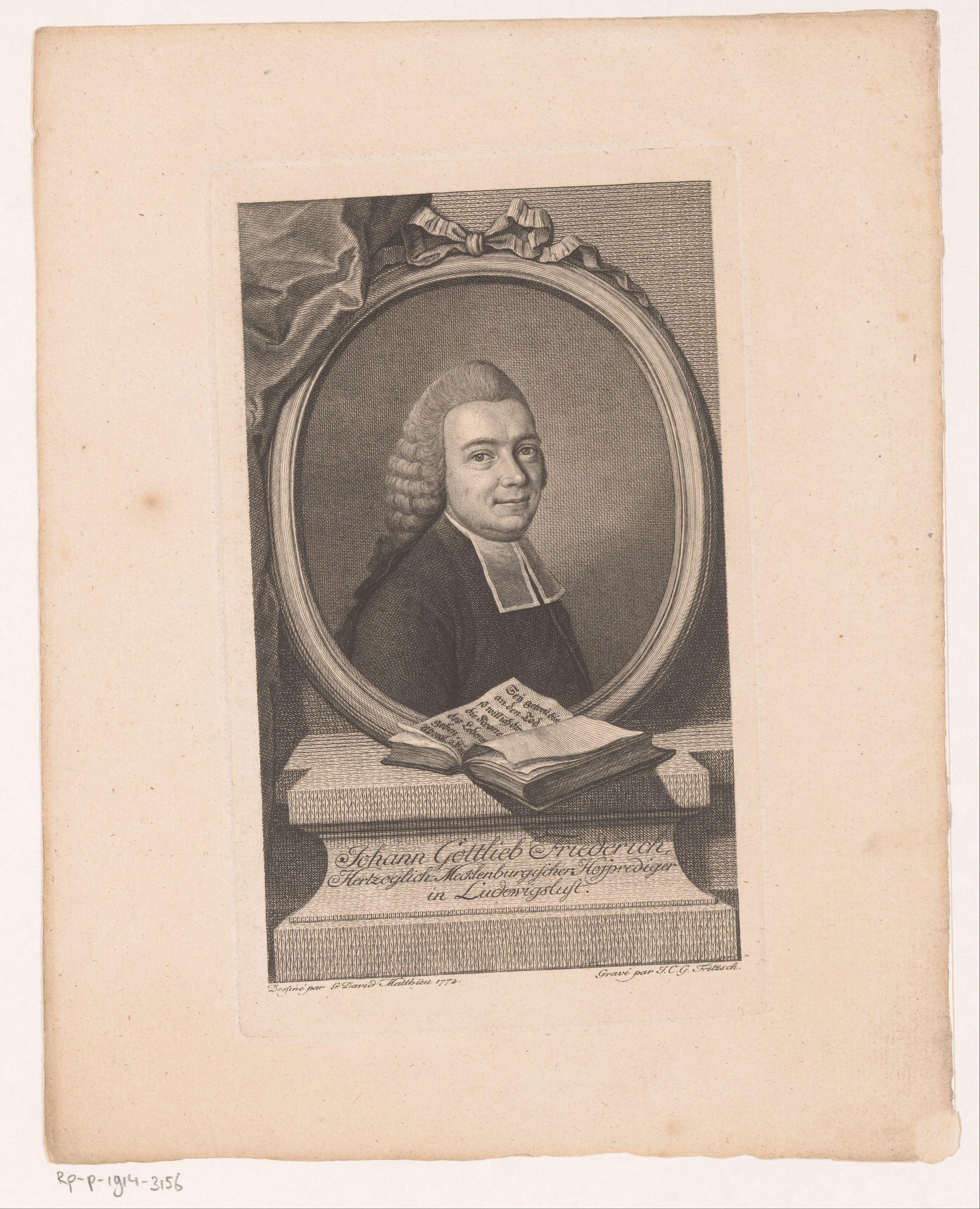Portret van Johann Gottlieb Friederich