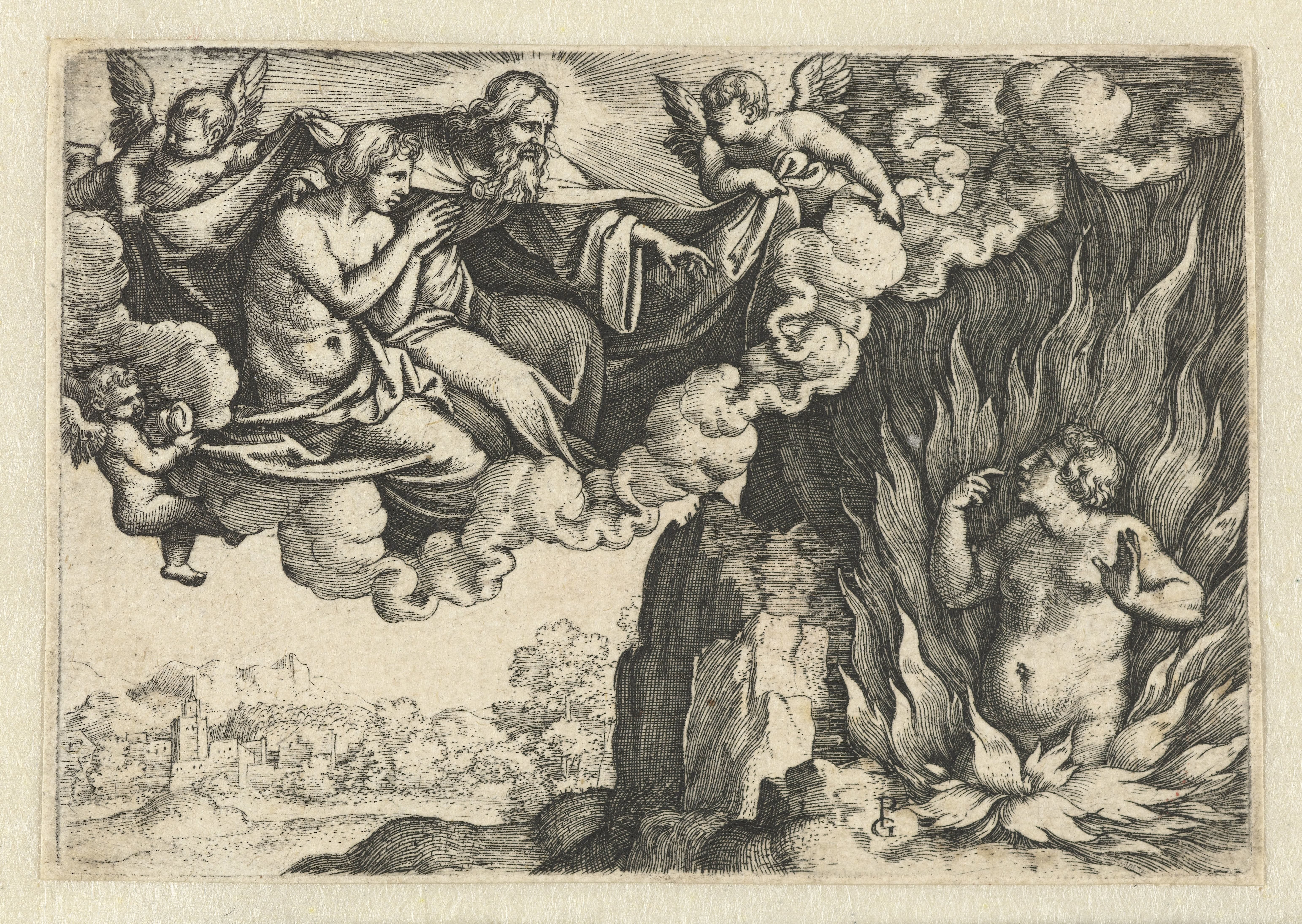 Rijke man in de hel en Lazarus in de hemel bij Abraham