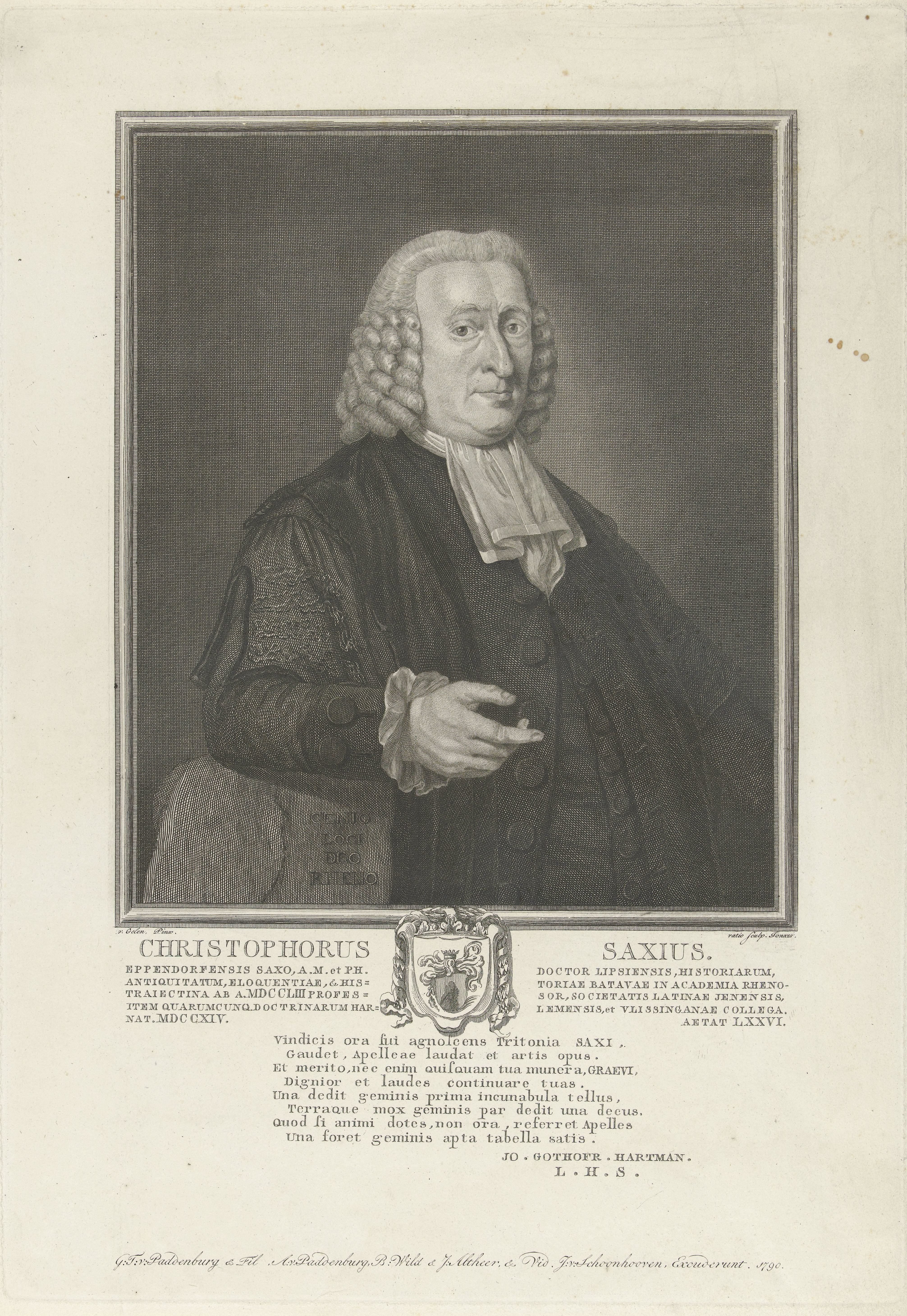 Portret van Christophorus Saxius