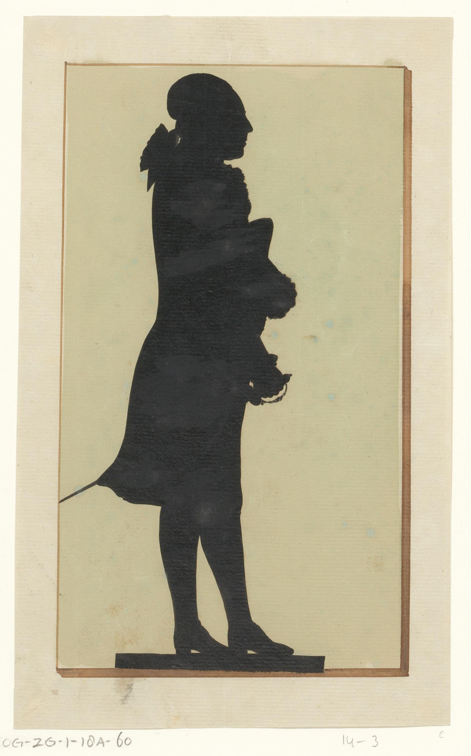 Silhouetportret van een onbekende staande man met sabel