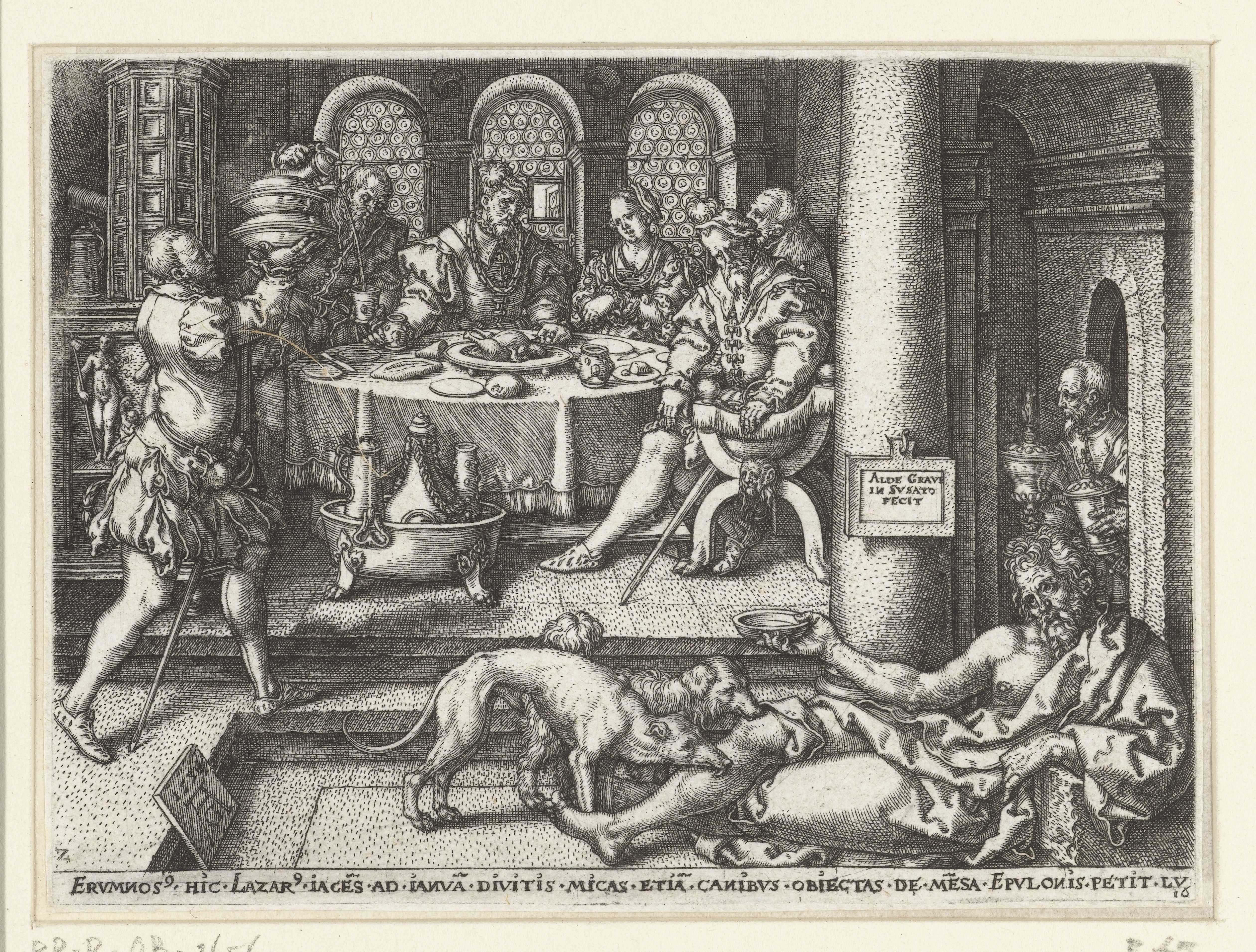 Lazarus bedelt aan de deur van de rijke man